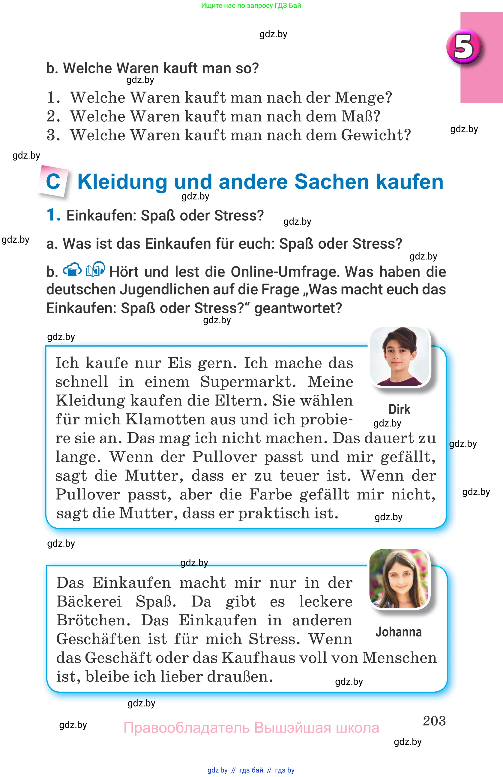 Немецкий язык (Deutsch), 7 класс Учебник (Schülerbuch), авторы: Будько Антонина Филипповна (Budjko Antonina), Урбанович Инна Ювинальевна (Urbanowitsch Ina), издательство Вышэйшая школа, Минск, 2021, страница 203