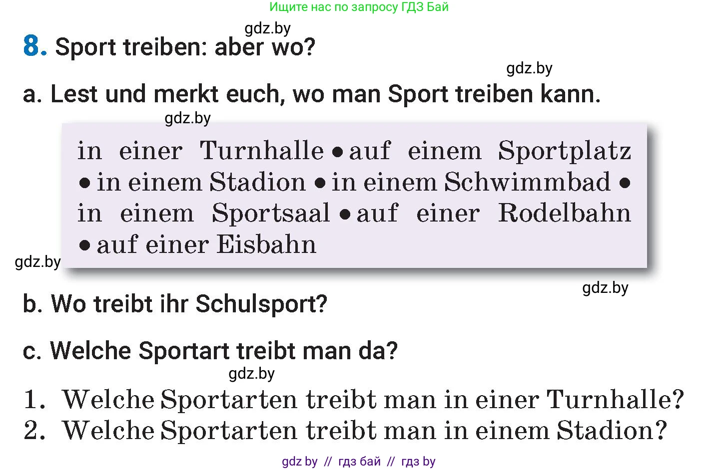 Немецкий язык (Deutsch), 7 класс Учебник (Schülerbuch), авторы: Будько Антонина Филипповна (Budjko Antonina), Урбанович Инна Ювинальевна (Urbanowitsch Ina), издательство Вышэйшая школа, Минск, 2021, страница 114, номер 8, Условие