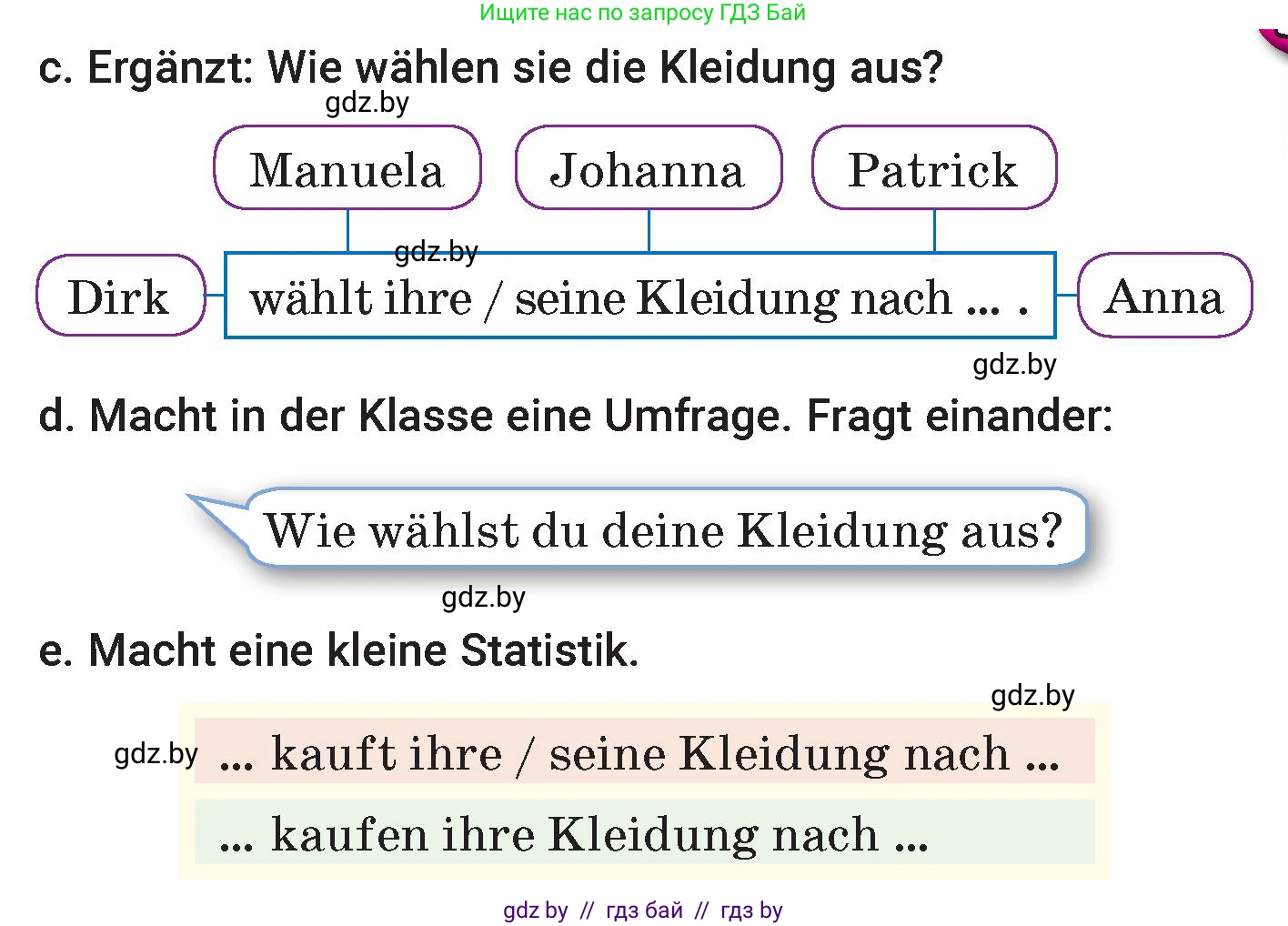 Немецкий язык (Deutsch), 7 класс Учебник (Schülerbuch), авторы: Будько Антонина Филипповна (Budjko Antonina), Урбанович Инна Ювинальевна (Urbanowitsch Ina), издательство Вышэйшая школа, Минск, 2021, страница 191, номер 1, Условие (продолжение 3)