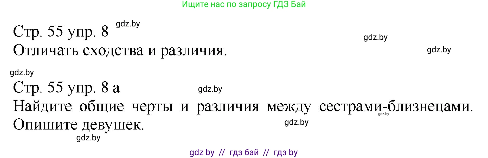 Немецкий язык (Deutsch), 7 класс Учебник (Schülerbuch), авторы: Будько Антонина Филипповна (Budjko Antonina), Урбанович Инна Ювинальевна (Urbanowitsch Ina), издательство Вышэйшая школа, Минск, 2021, страница 55, номер 8, Решение