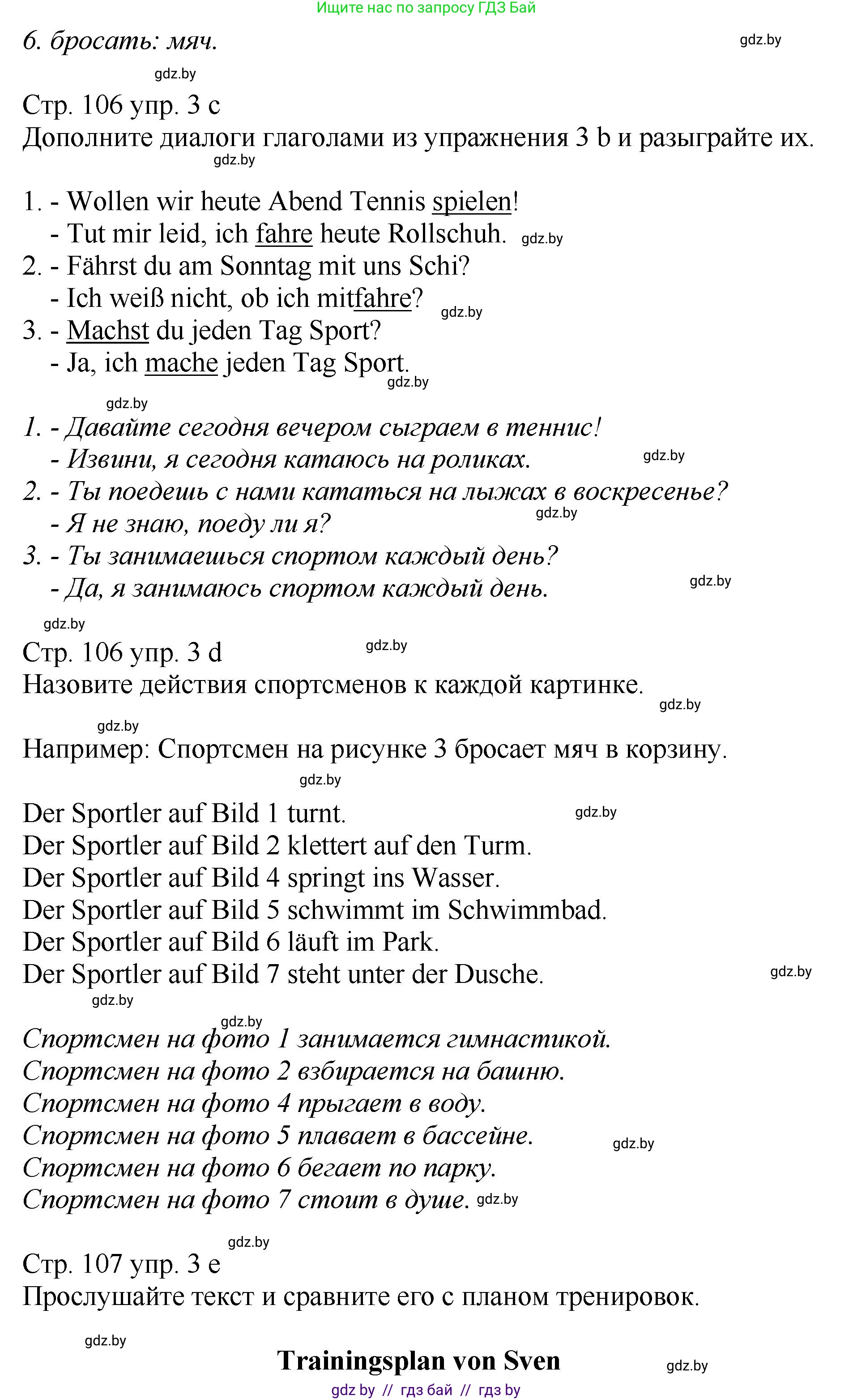 Немецкий язык (Deutsch), 7 класс Учебник (Schülerbuch), авторы: Будько Антонина Филипповна (Budjko Antonina), Урбанович Инна Ювинальевна (Urbanowitsch Ina), издательство Вышэйшая школа, Минск, 2021, страница 105, номер 3, Решение (продолжение 3)