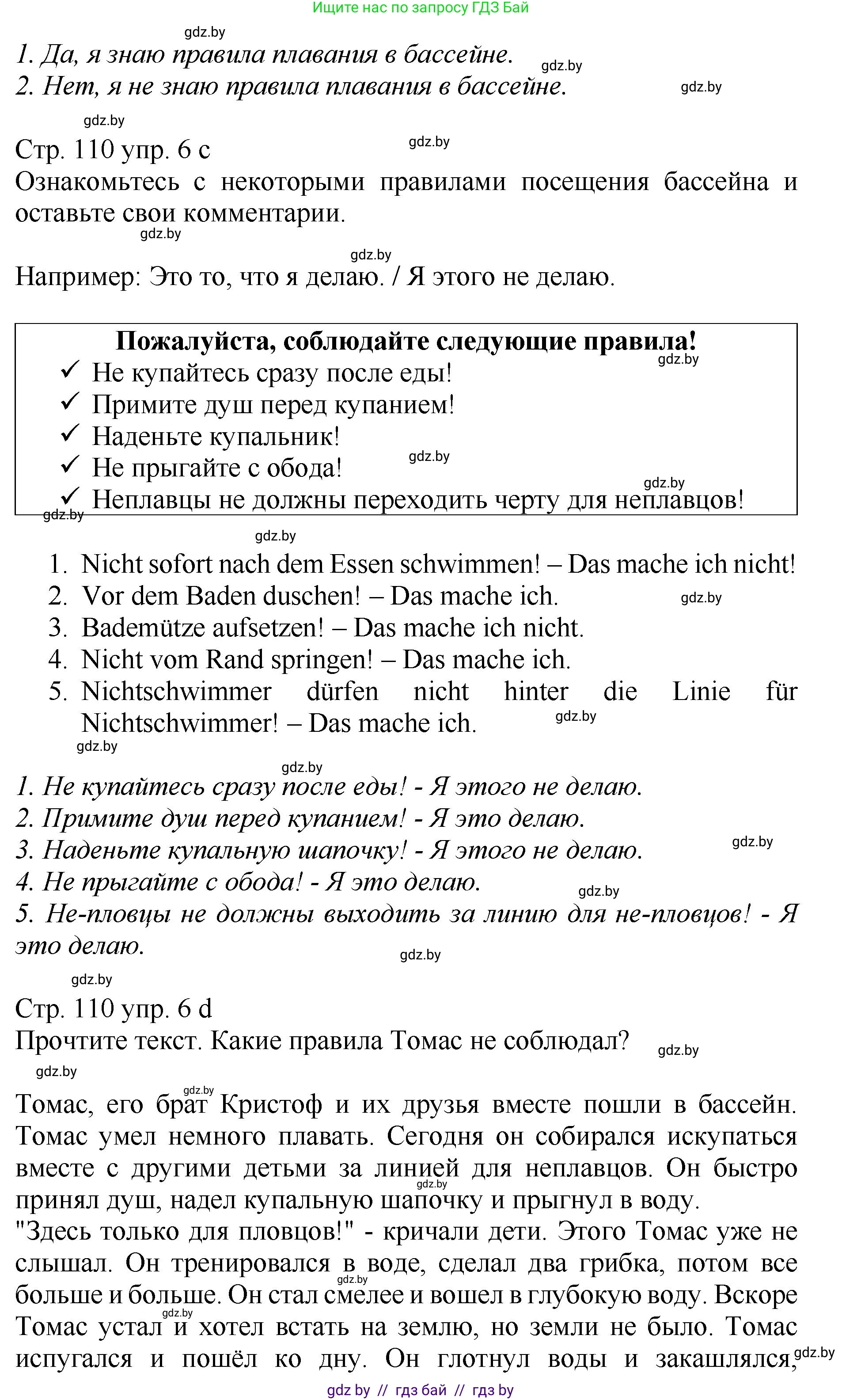 Немецкий язык (Deutsch), 7 класс Учебник (Schülerbuch), авторы: Будько Антонина Филипповна (Budjko Antonina), Урбанович Инна Ювинальевна (Urbanowitsch Ina), издательство Вышэйшая школа, Минск, 2021, страница 109, номер 6, Решение (продолжение 2)