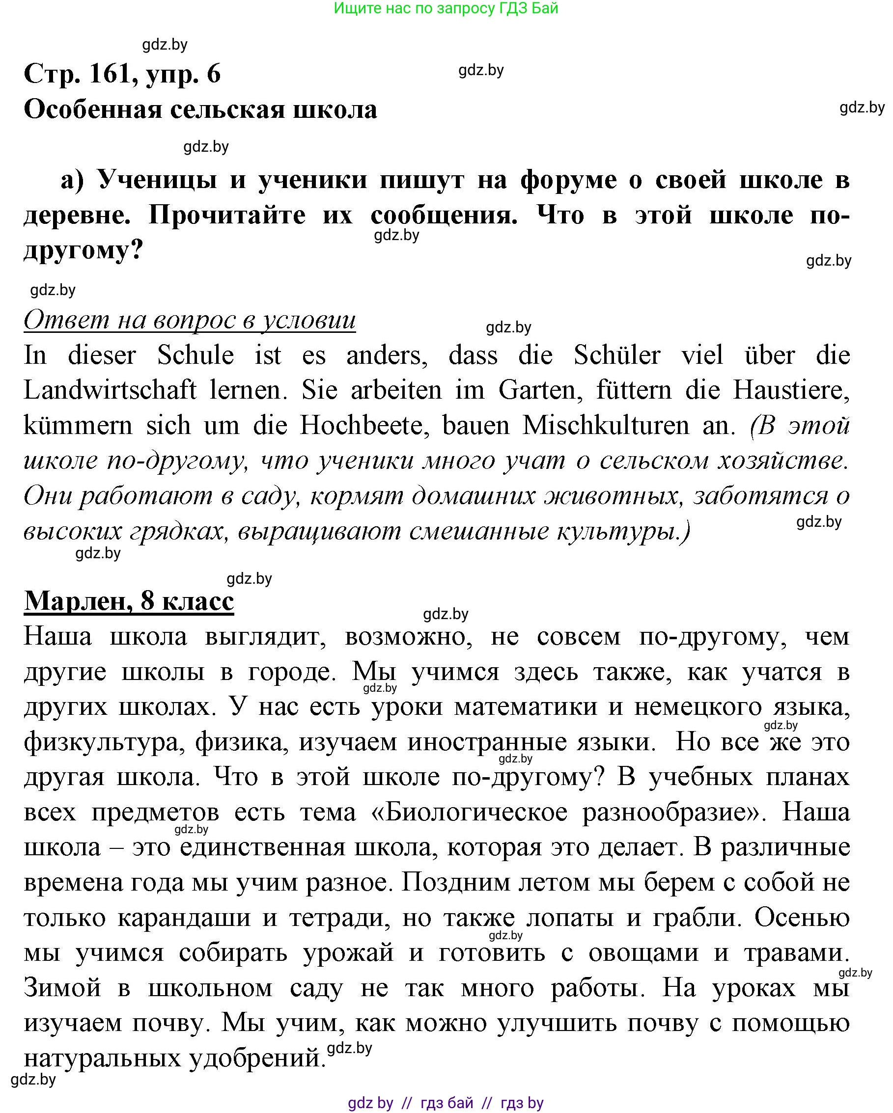 Немецкий язык (Deutsch), 7 класс Учебник (Schülerbuch), авторы: Будько Антонина Филипповна (Budjko Antonina), Урбанович Инна Ювинальевна (Urbanowitsch Ina), издательство Вышэйшая школа, Минск, 2021, страница 161, номер 6, Решение