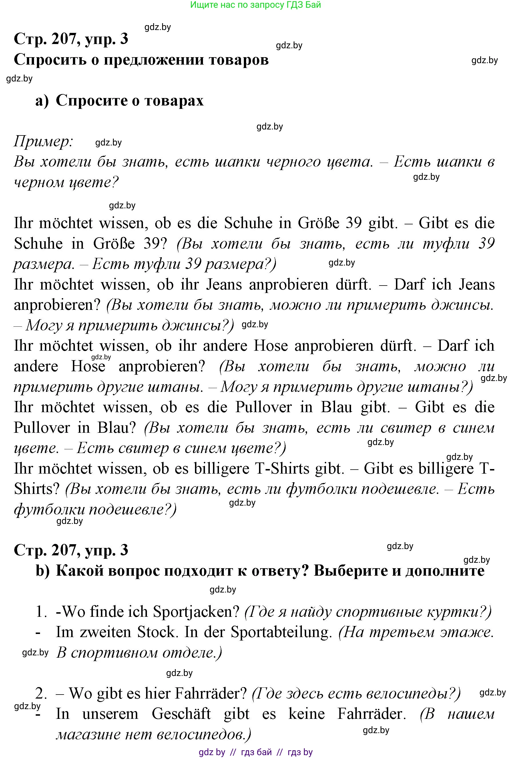 Немецкий язык (Deutsch), 7 класс Учебник (Schülerbuch), авторы: Будько Антонина Филипповна (Budjko Antonina), Урбанович Инна Ювинальевна (Urbanowitsch Ina), издательство Вышэйшая школа, Минск, 2021, страница 207, номер 3, Решение