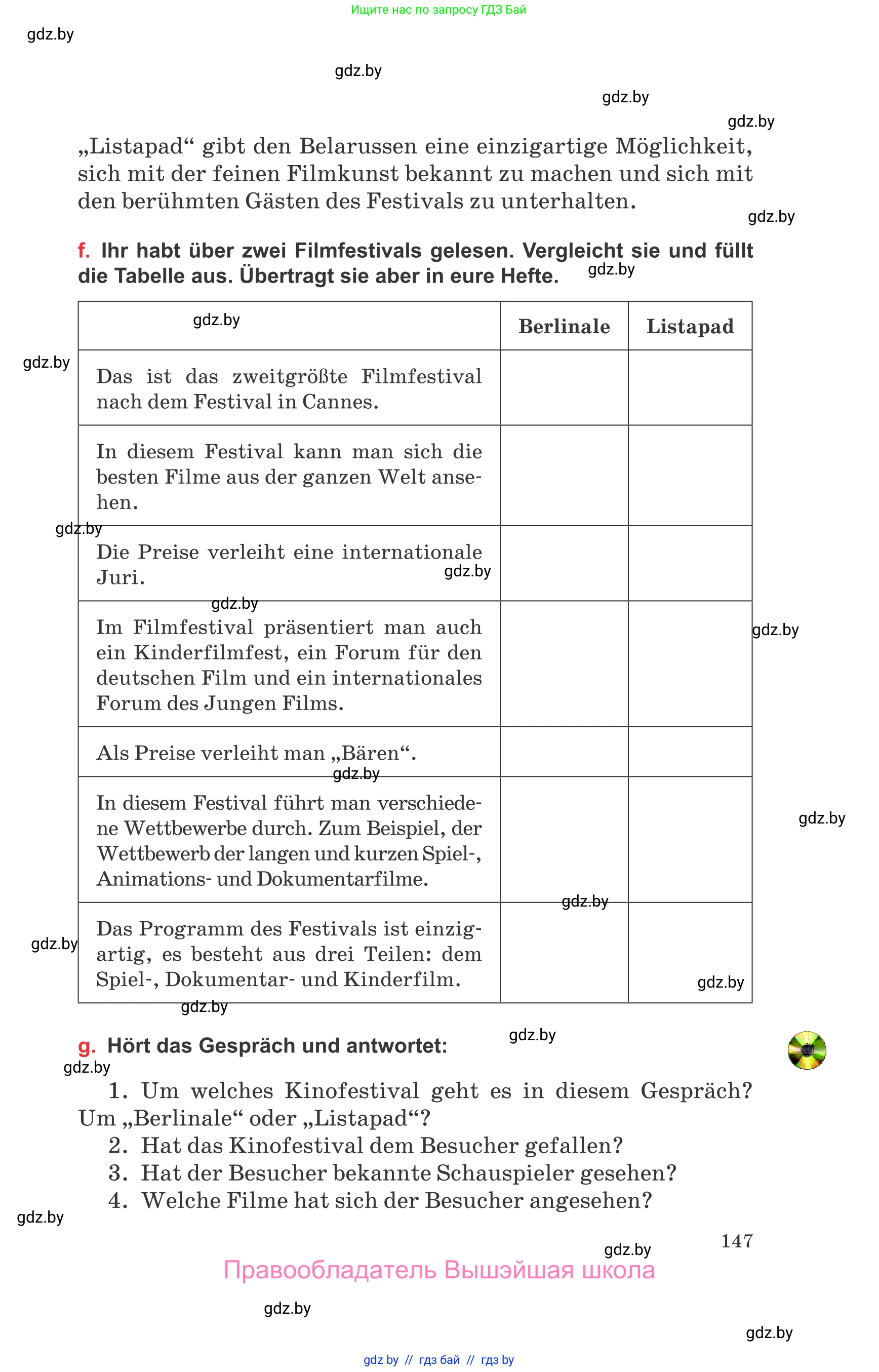Немецкий язык (Deutsch), 8 класс Учебник (Schülerbuch), авторы: Будько Антонина Филипповна (Budjko Antonina), Урбанович Инна Ювинальевна (Urbanowitsch Ina), издательство Вышэйшая школа, Минск, 2018, страница 147