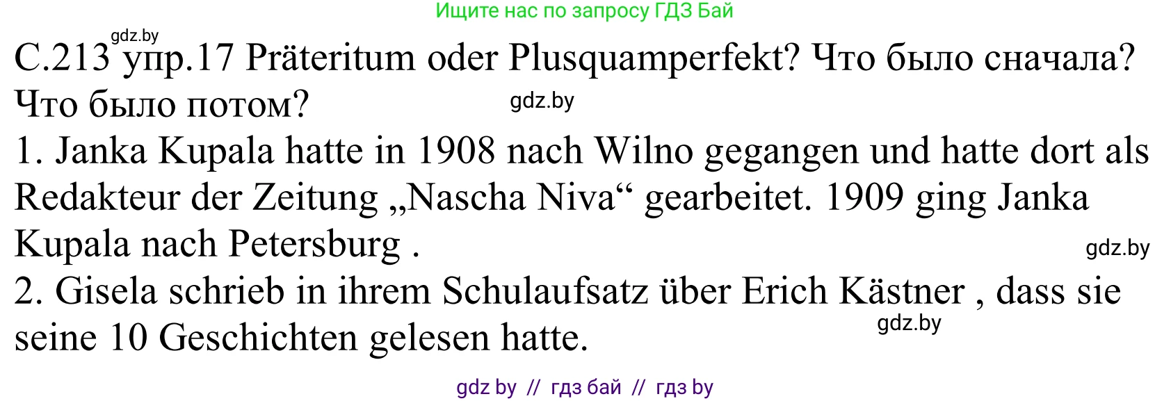 Немецкий язык (Deutsch), 8 класс Учебник (Schülerbuch), авторы: Будько Антонина Филипповна (Budjko Antonina), Урбанович Инна Ювинальевна (Urbanowitsch Ina), издательство Вышэйшая школа, Минск, 2018, страница 213, номер 17, Решение