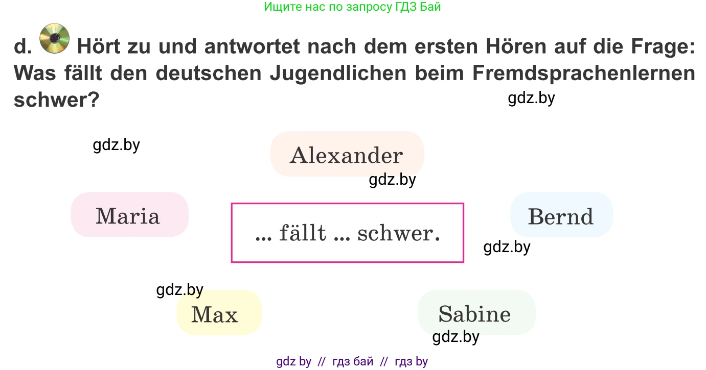 Немецкий язык (Deutsch), 9 класс Учебник (Schülerbuch), авторы: Будько Антонина Филипповна (Budjko Antonina), Урбанович Инна Ювинальевна (Urbanowitsch Ina), издательство Вышэйшая школа, Минск, 2018, серого цвета, страница 19, номер 8d, Условие