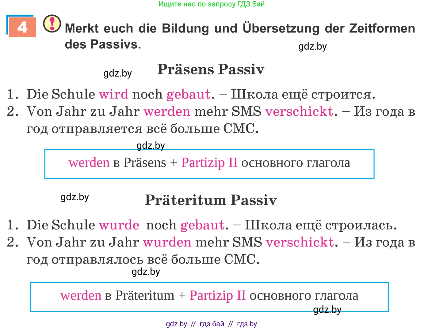 Немецкий язык (Deutsch), 9 класс Учебник (Schülerbuch), авторы: Будько Антонина Филипповна (Budjko Antonina), Урбанович Инна Ювинальевна (Urbanowitsch Ina), издательство Вышэйшая школа, Минск, 2018, серого цвета, страница 209, номер 4, Условие