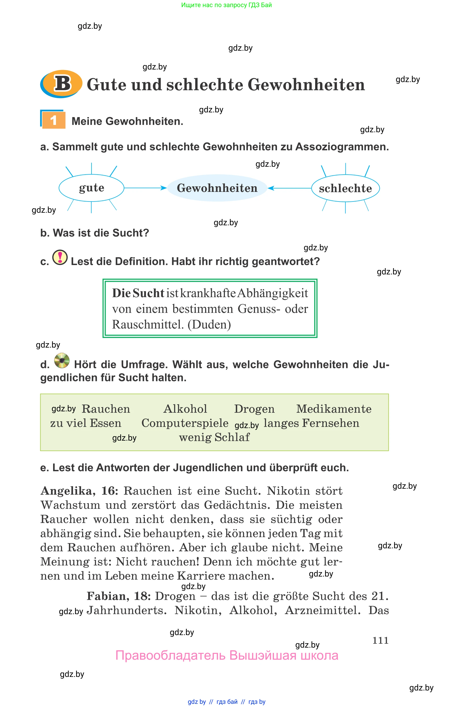Немецкий язык (Deutsch), 9 класс Учебник (Schülerbuch), авторы: Будько Антонина Филипповна (Budjko Antonina), Урбанович Инна Ювинальевна (Urbanowitsch Ina), издательство Вышэйшая школа, Минск, 2018, серого цвета, страница 111