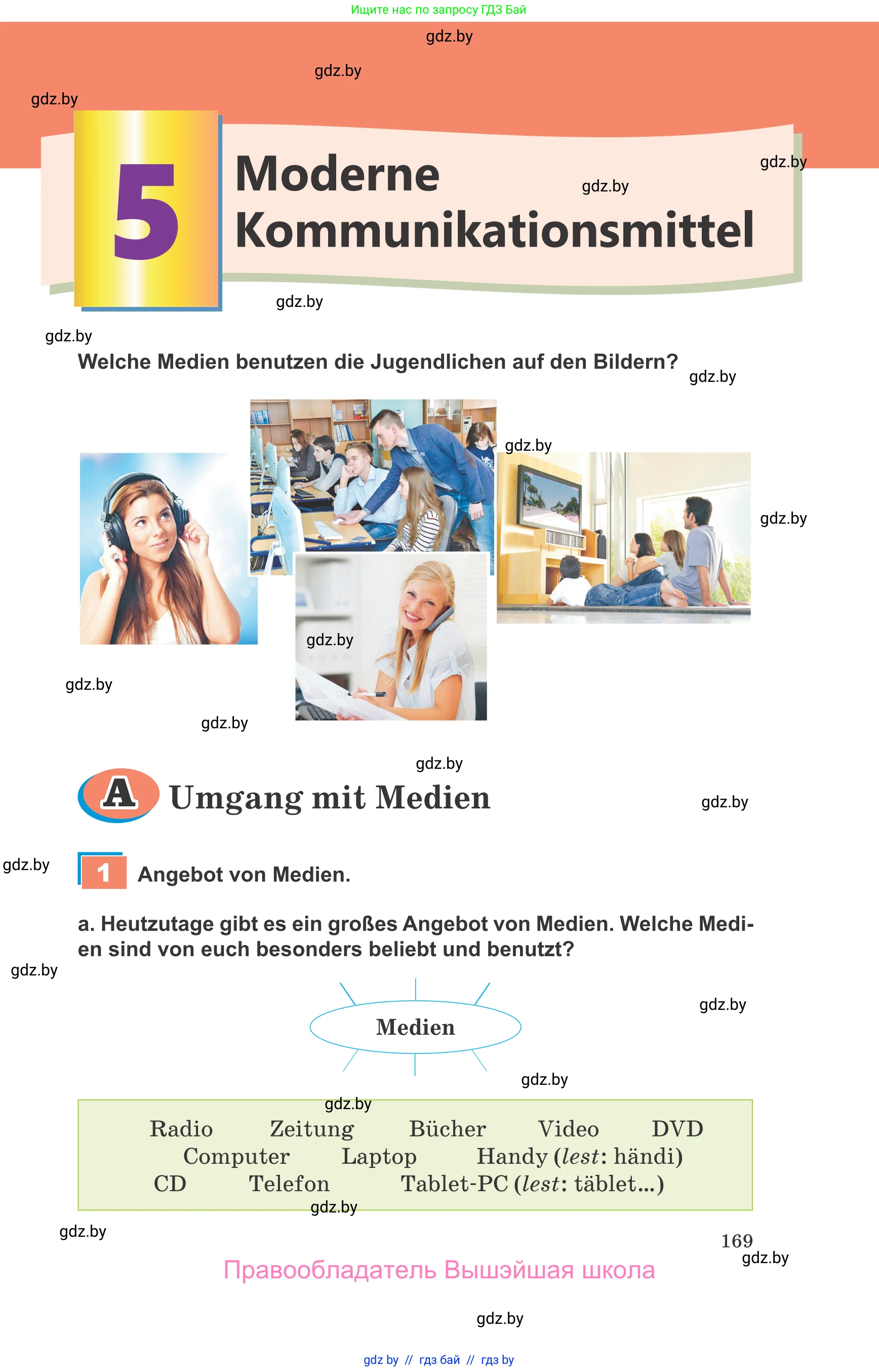 Немецкий язык (Deutsch), 9 класс Учебник (Schülerbuch), авторы: Будько Антонина Филипповна (Budjko Antonina), Урбанович Инна Ювинальевна (Urbanowitsch Ina), издательство Вышэйшая школа, Минск, 2018, серого цвета, страница 169