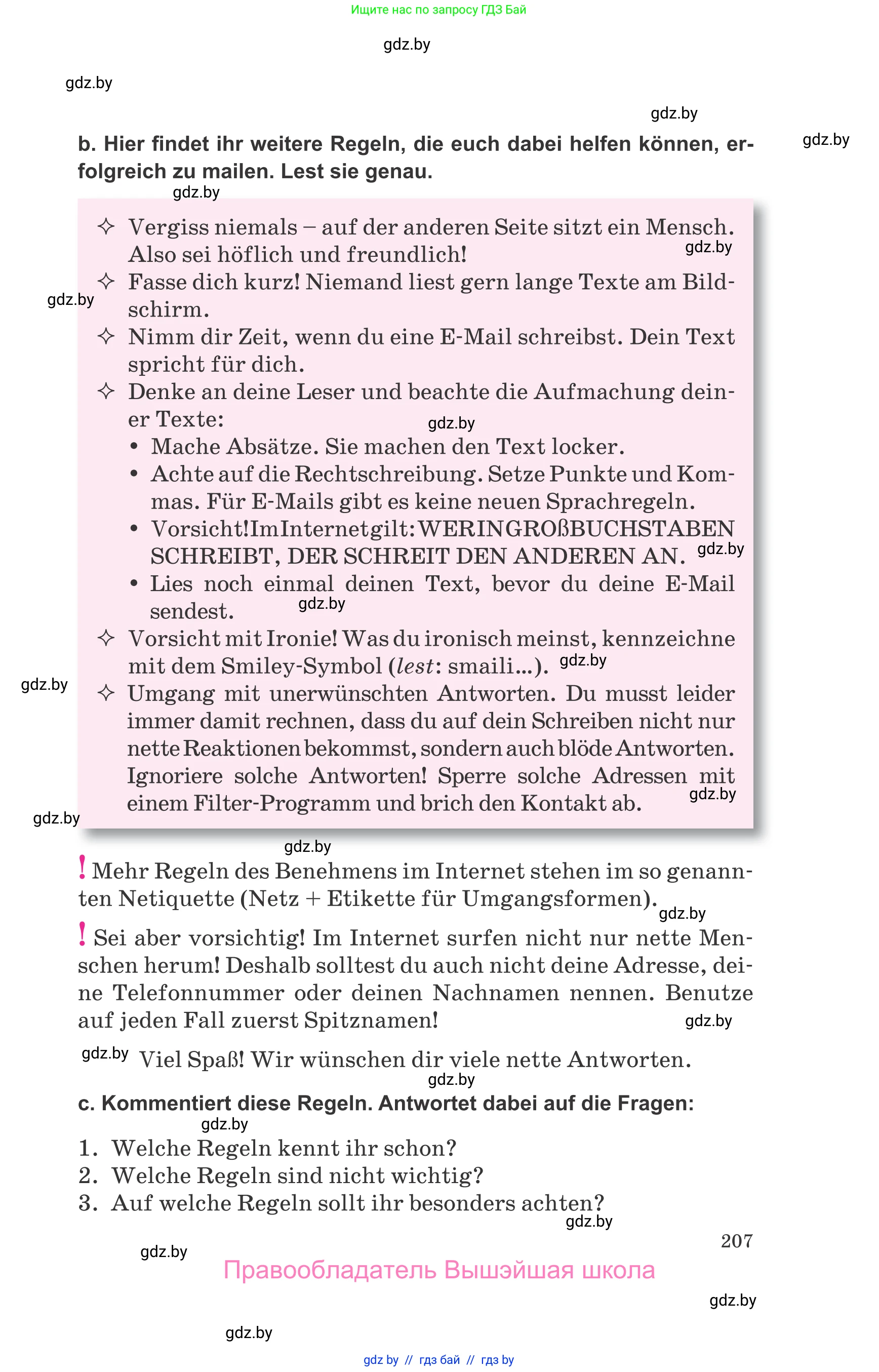 Немецкий язык (Deutsch), 9 класс Учебник (Schülerbuch), авторы: Будько Антонина Филипповна (Budjko Antonina), Урбанович Инна Ювинальевна (Urbanowitsch Ina), издательство Вышэйшая школа, Минск, 2018, серого цвета, страница 207