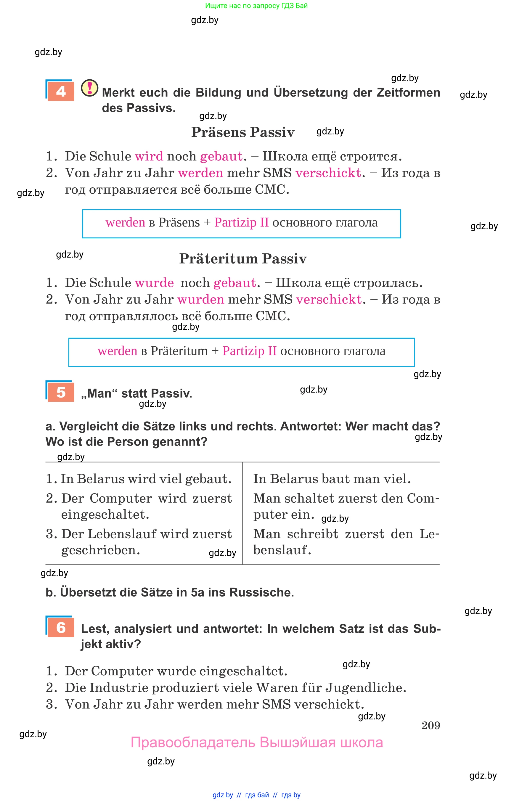 Немецкий язык (Deutsch), 9 класс Учебник (Schülerbuch), авторы: Будько Антонина Филипповна (Budjko Antonina), Урбанович Инна Ювинальевна (Urbanowitsch Ina), издательство Вышэйшая школа, Минск, 2018, серого цвета, страница 209