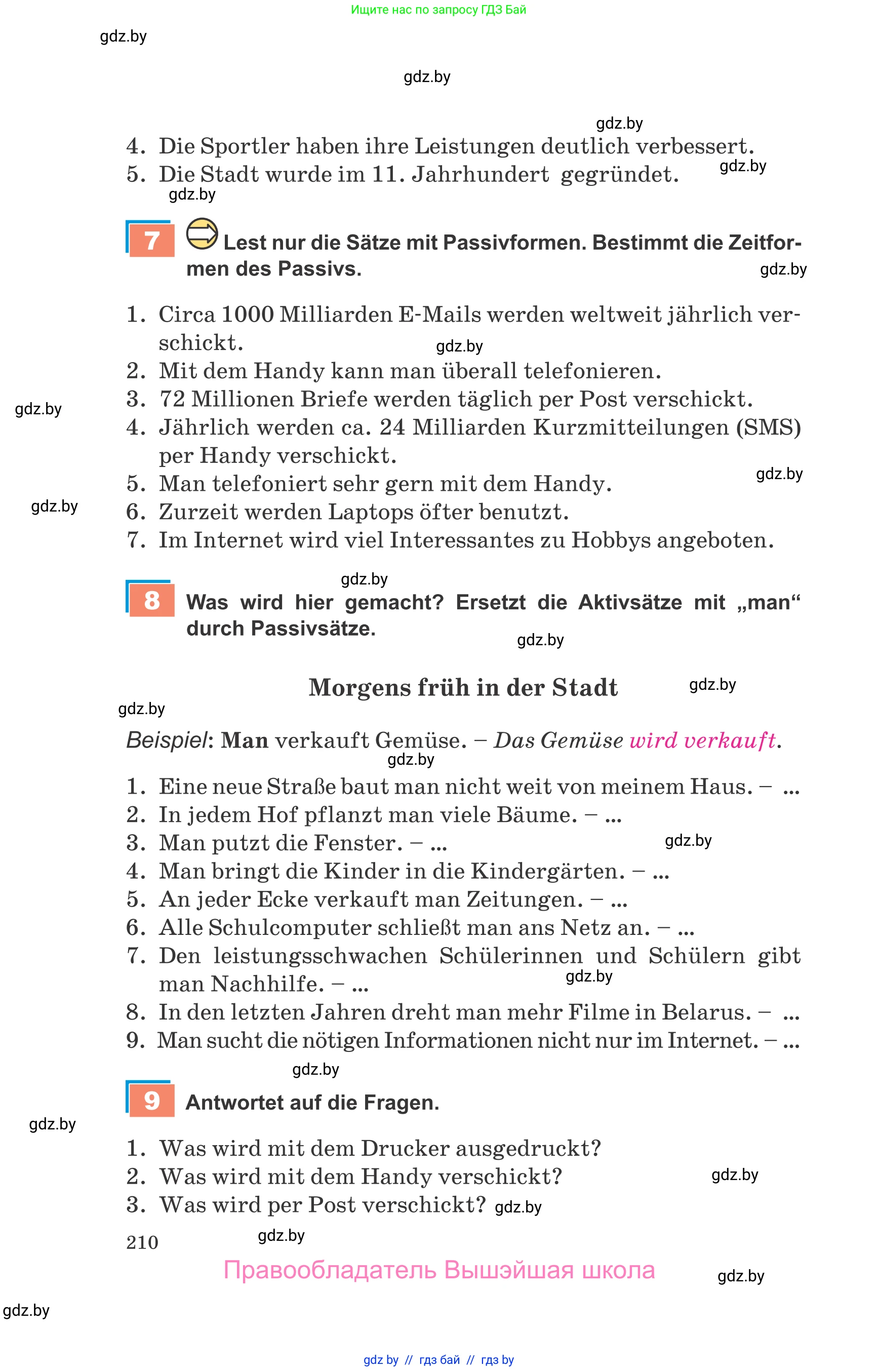Немецкий язык (Deutsch), 9 класс Учебник (Schülerbuch), авторы: Будько Антонина Филипповна (Budjko Antonina), Урбанович Инна Ювинальевна (Urbanowitsch Ina), издательство Вышэйшая школа, Минск, 2018, серого цвета, страница 210