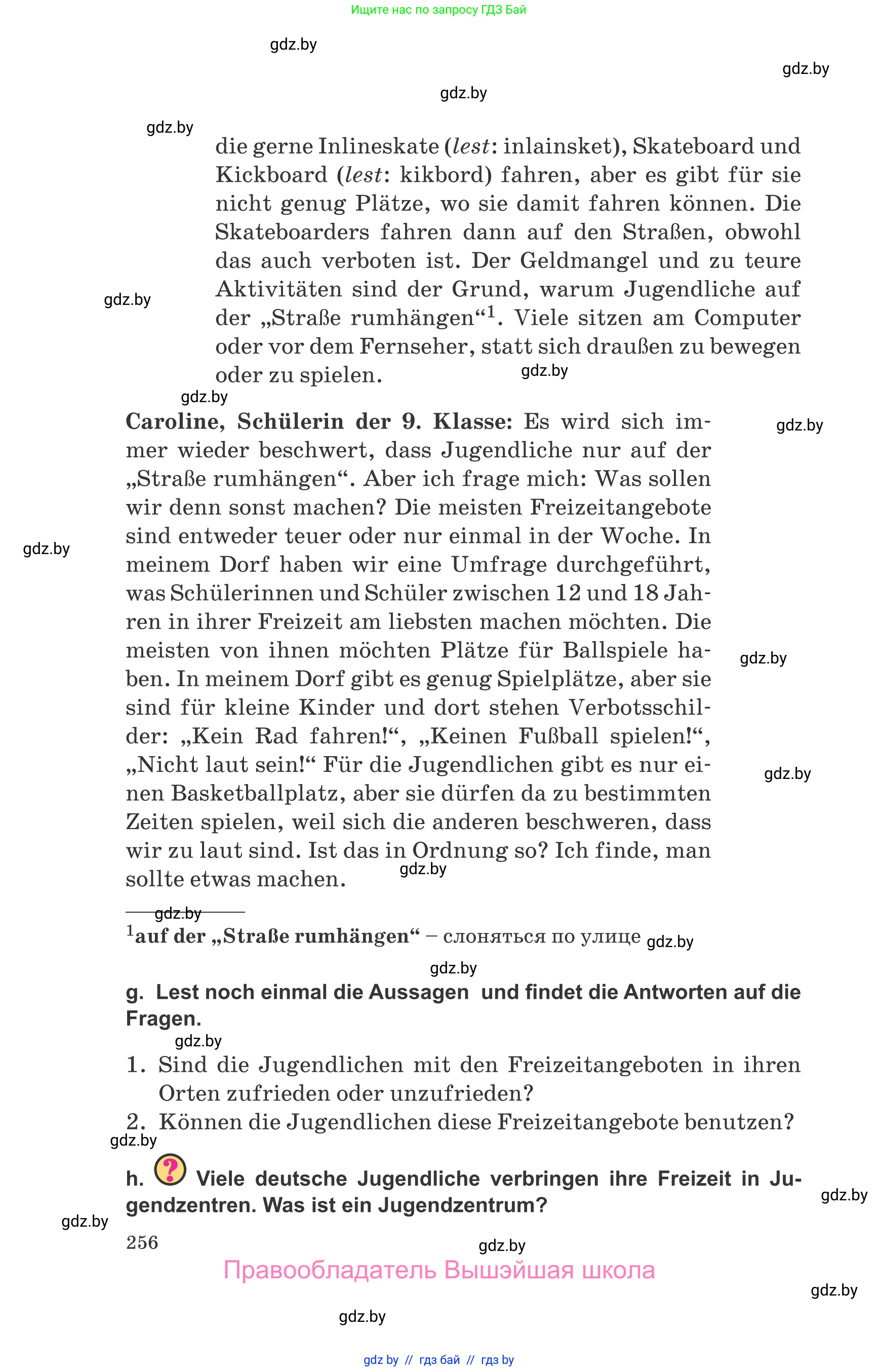 Немецкий язык (Deutsch), 9 класс Учебник (Schülerbuch), авторы: Будько Антонина Филипповна (Budjko Antonina), Урбанович Инна Ювинальевна (Urbanowitsch Ina), издательство Вышэйшая школа, Минск, 2018, серого цвета, страница 256