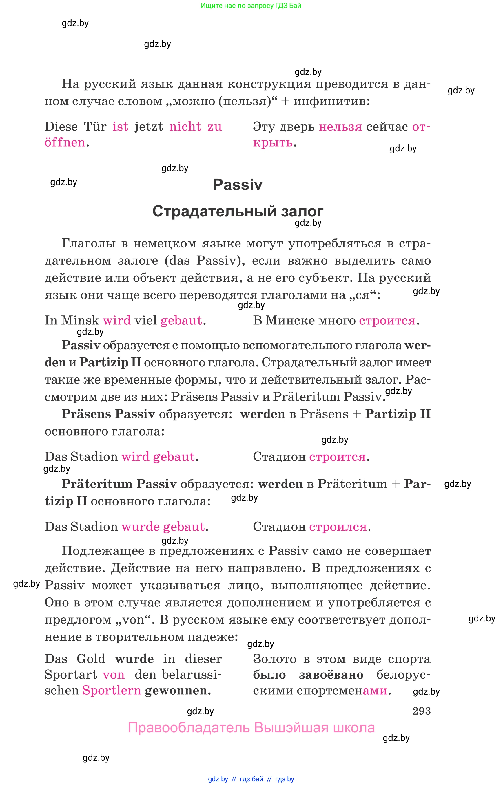 Немецкий язык (Deutsch), 9 класс Учебник (Schülerbuch), авторы: Будько Антонина Филипповна (Budjko Antonina), Урбанович Инна Ювинальевна (Urbanowitsch Ina), издательство Вышэйшая школа, Минск, 2018, серого цвета, страница 293