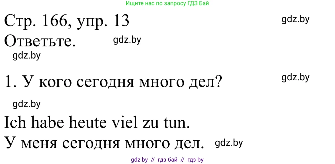 Немецкий язык (Deutsch), 9 класс Учебник (Schülerbuch), авторы: Будько Антонина Филипповна (Budjko Antonina), Урбанович Инна Ювинальевна (Urbanowitsch Ina), издательство Вышэйшая школа, Минск, 2018, серого цвета, страница 166, номер 13, Решение