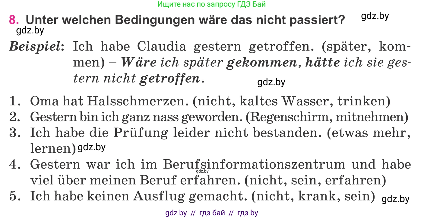 Немецкий язык (Deutsch), 11 класс Учебник (Schülerbuch), авторы: Будько Антонина Филипповна (Budjko Antonina), Урбанович Инна Ювинальевна (Urbanowitsch Ina), издательство Вышэйшая школа, Минск, 2019, бирюзового цвета, страница 324, номер 8, Условие