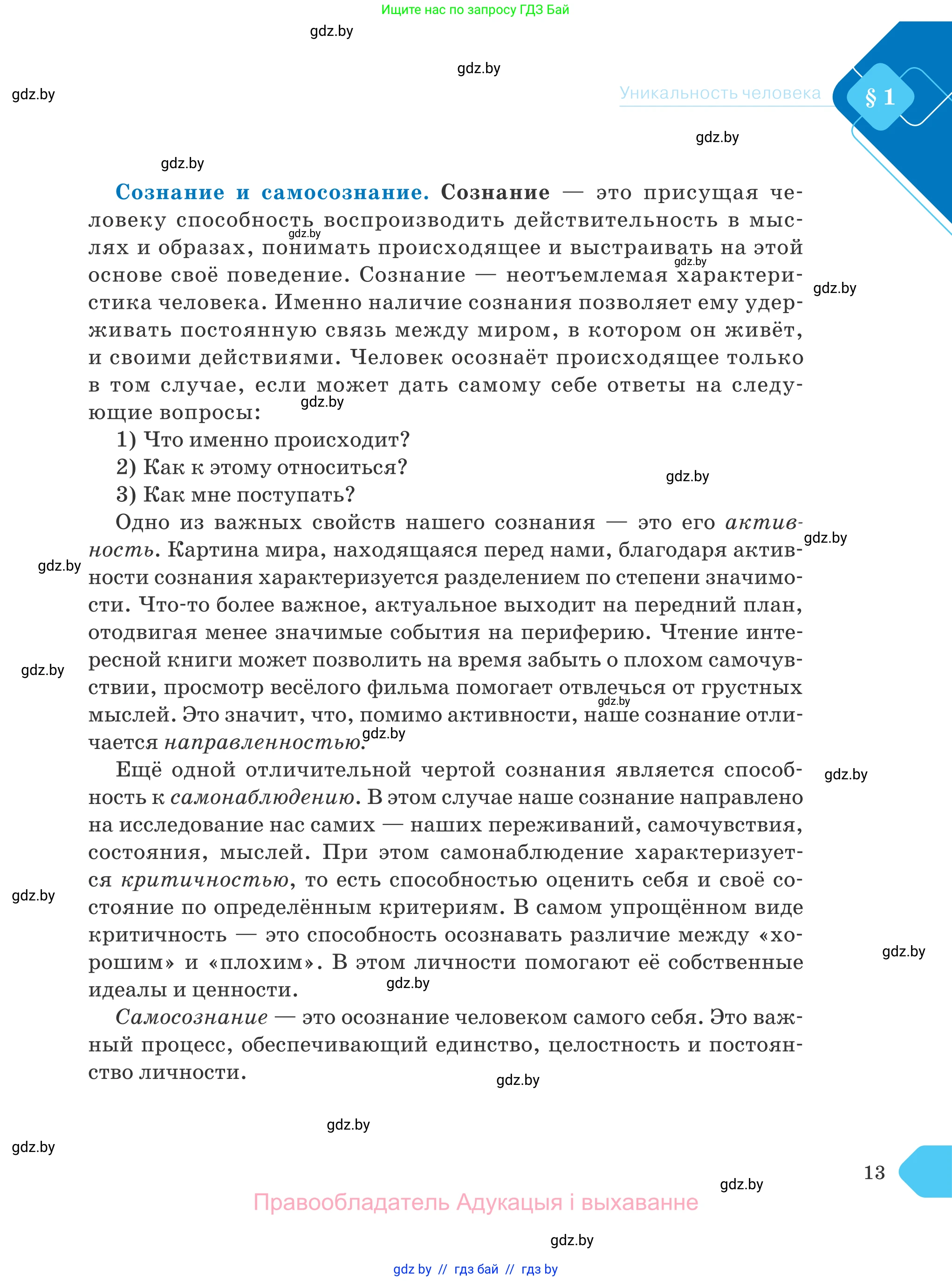 Обществоведение, 9 класс Учебник, авторы: Данилов Александр Николаевич, Полейко Елена Александровна, Кушнер Надежда Васильевна, Бернат Ирина Петровна, Белов А А, Кизима С А, Клецкова И М, Легчилин А А, Солодухо А С, Рубанов А В, издательство Адукацыя i выхаванне, Минск, 2019, жёлтого цвета, страница 13