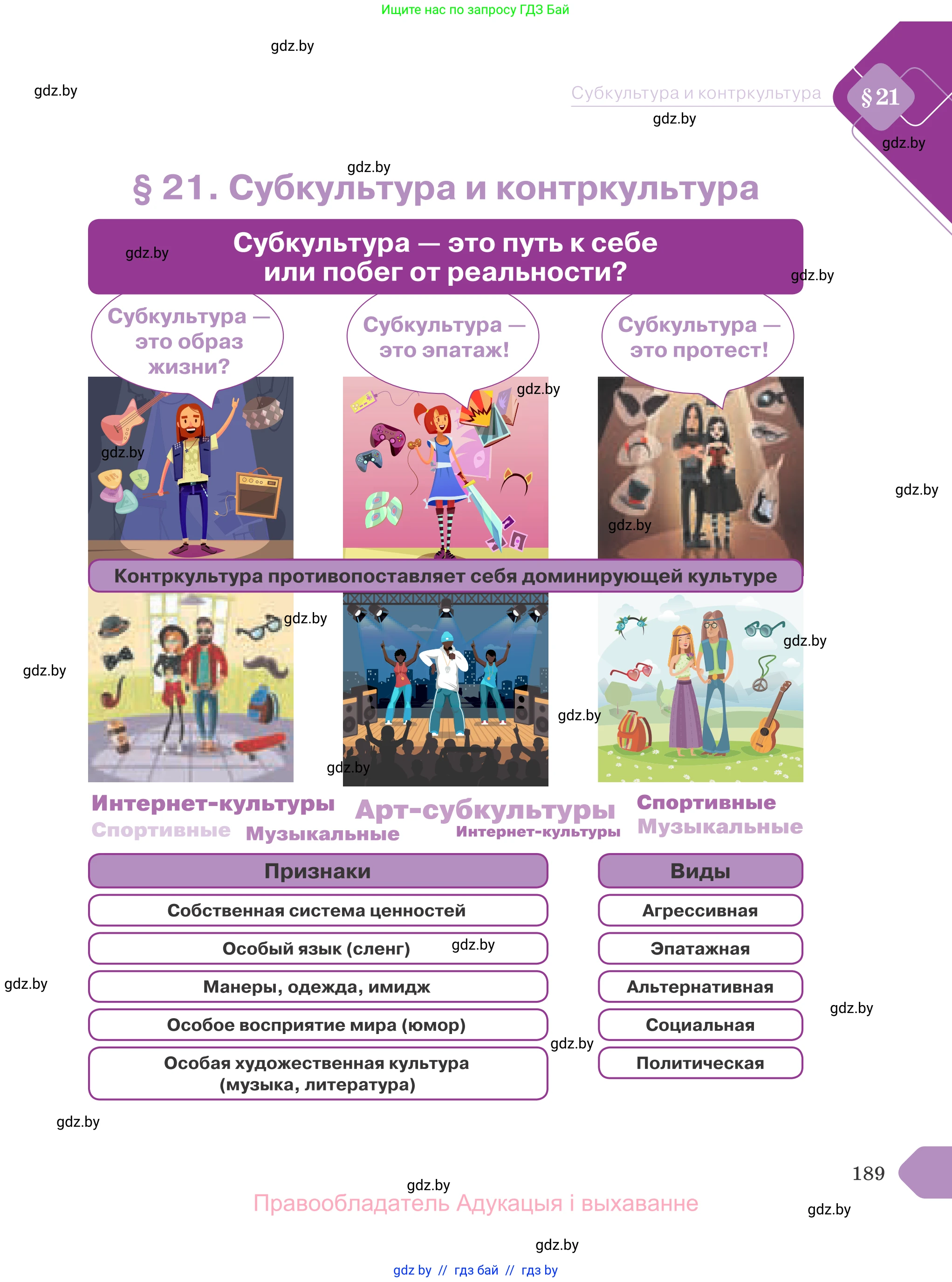 Обществоведение, 9 класс Учебник, авторы: Данилов Александр Николаевич, Полейко Елена Александровна, Кушнер Надежда Васильевна, Бернат Ирина Петровна, Белов А А, Кизима С А, Клецкова И М, Легчилин А А, Солодухо А С, Рубанов А В, издательство Адукацыя i выхаванне, Минск, 2019, жёлтого цвета, страница 189