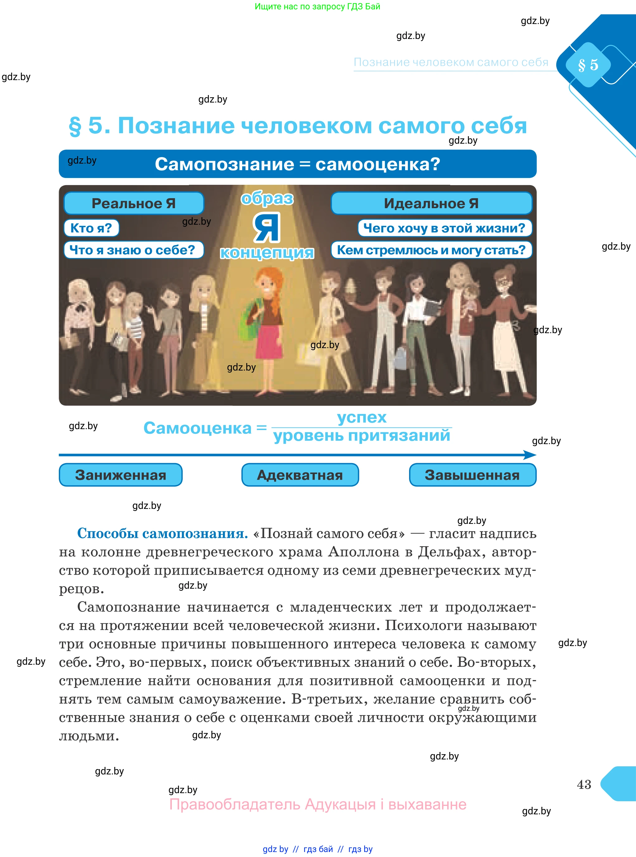 Обществоведение, 9 класс Учебник, авторы: Данилов Александр Николаевич, Полейко Елена Александровна, Кушнер Надежда Васильевна, Бернат Ирина Петровна, Белов А А, Кизима С А, Клецкова И М, Легчилин А А, Солодухо А С, Рубанов А В, издательство Адукацыя i выхаванне, Минск, 2019, жёлтого цвета, страница 43