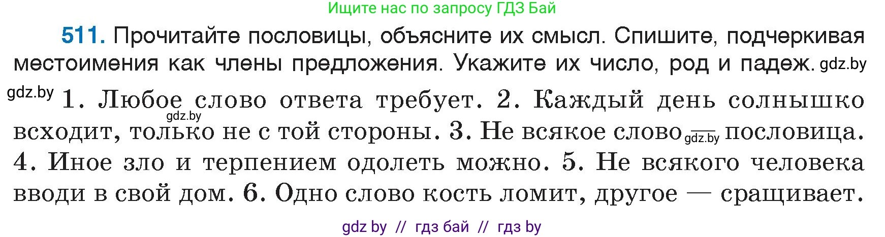 Русский язык, 6 класс Учебник, авторы: Мурина Лариса Александровна, Игнатович Татьяна Владимировна, Жадейко Жанна Фёдоровна, издательство Национальный институт образования, Минск, 2020, страница 219, номер 511, Условие