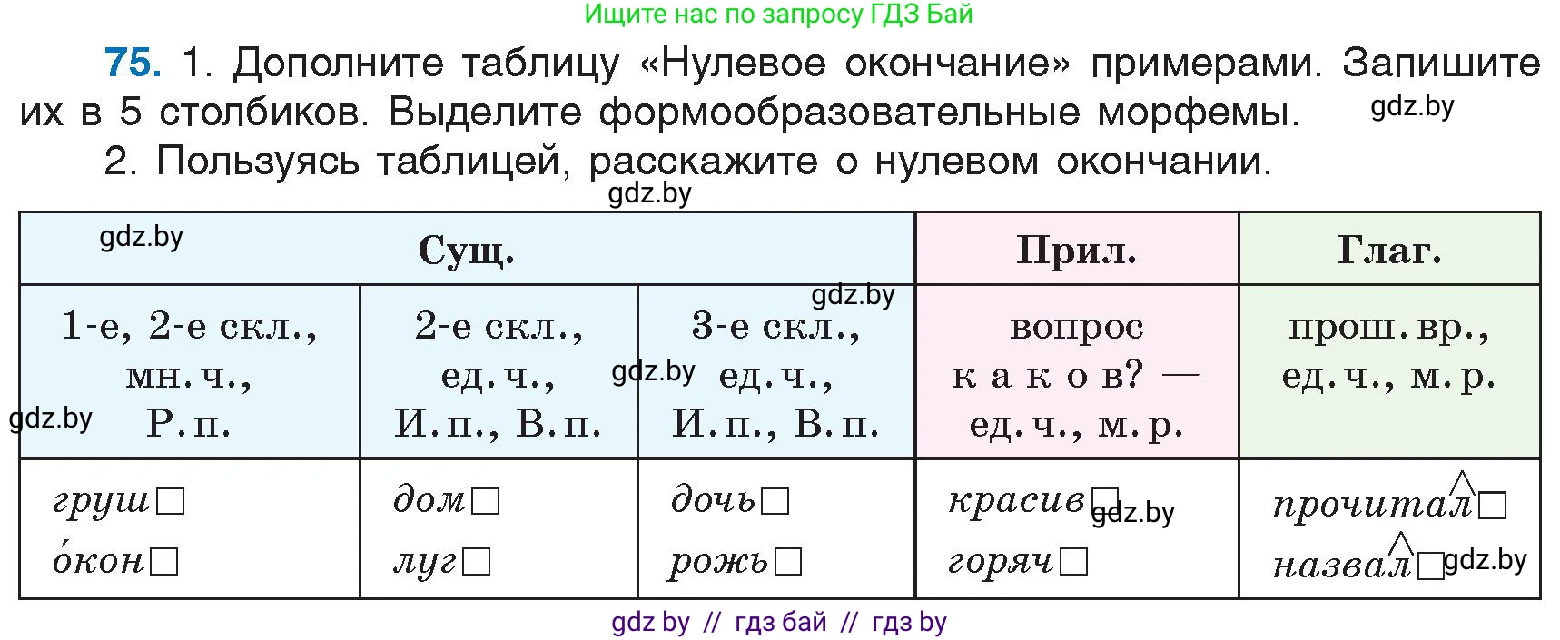 Русский язык, 6 класс Учебник, авторы: Мурина Лариса Александровна, Игнатович Татьяна Владимировна, Жадейко Жанна Фёдоровна, издательство Национальный институт образования, Минск, 2020, страница 42, номер 75, Условие