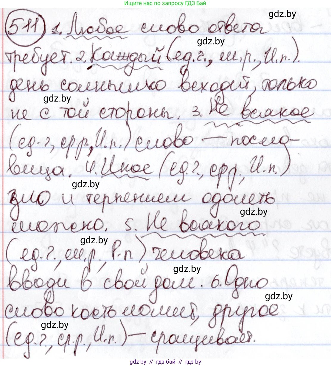 Русский язык, 6 класс Учебник, авторы: Мурина Лариса Александровна, Игнатович Татьяна Владимировна, Жадейко Жанна Фёдоровна, издательство Национальный институт образования, Минск, 2020, страница 219, номер 511, Решение 2