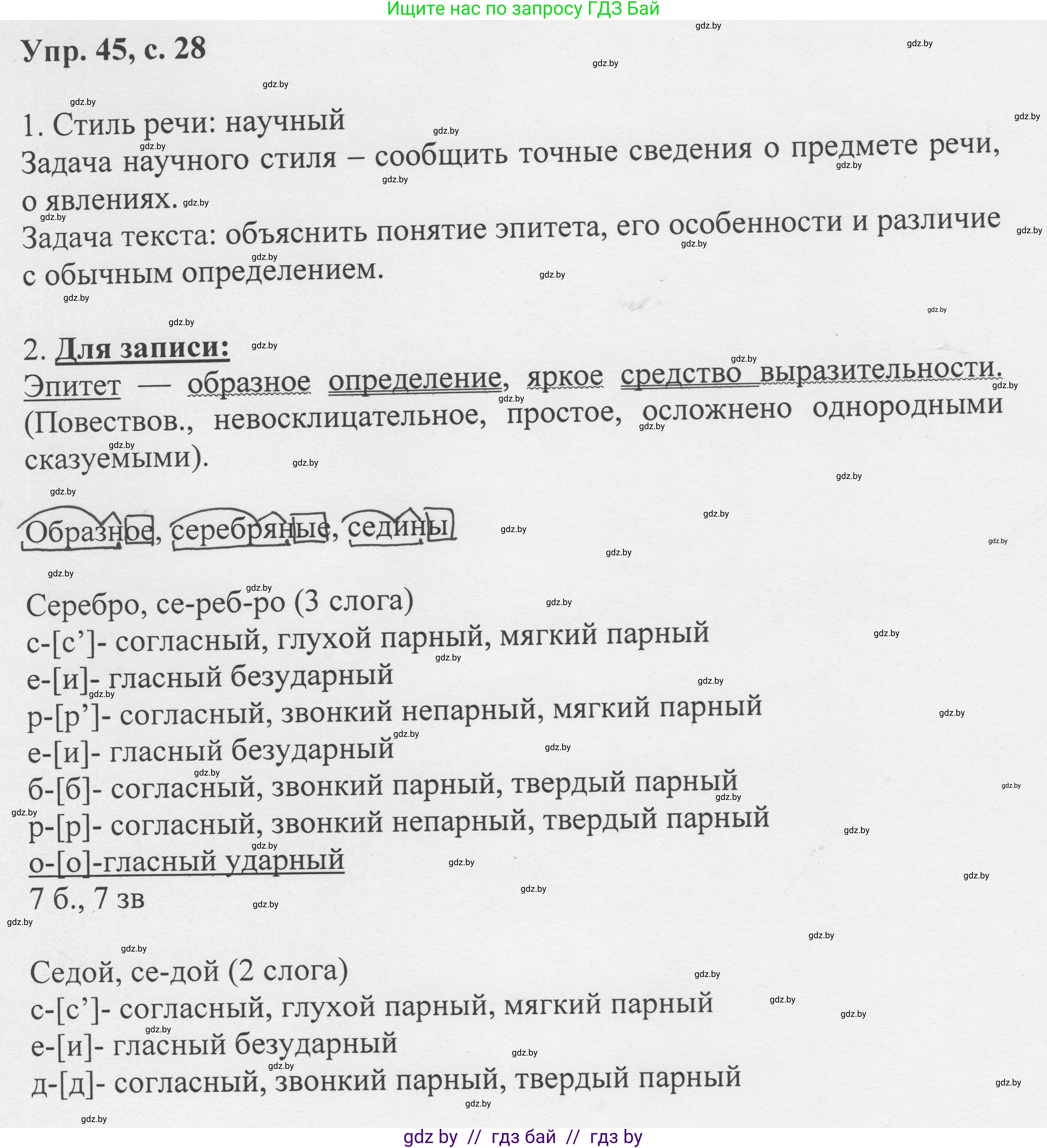 Русский язык, 6 класс Учебник, авторы: Мурина Лариса Александровна, Игнатович Татьяна Владимировна, Жадейко Жанна Фёдоровна, издательство Национальный институт образования, Минск, 2020, страница 28, номер 45, Решение 1