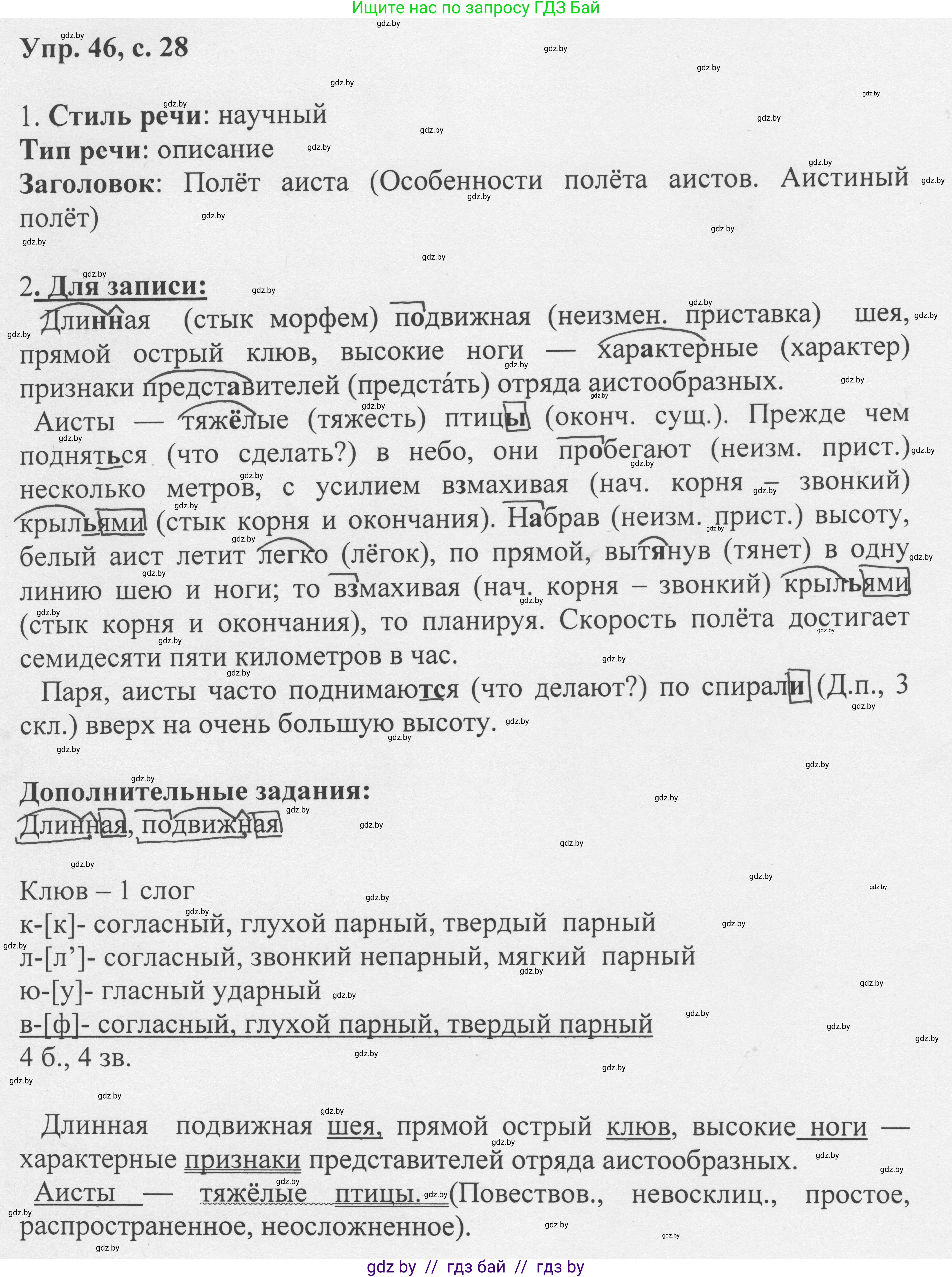 Русский язык, 6 класс Учебник, авторы: Мурина Лариса Александровна, Игнатович Татьяна Владимировна, Жадейко Жанна Фёдоровна, издательство Национальный институт образования, Минск, 2020, страница 28, номер 46, Решение 1