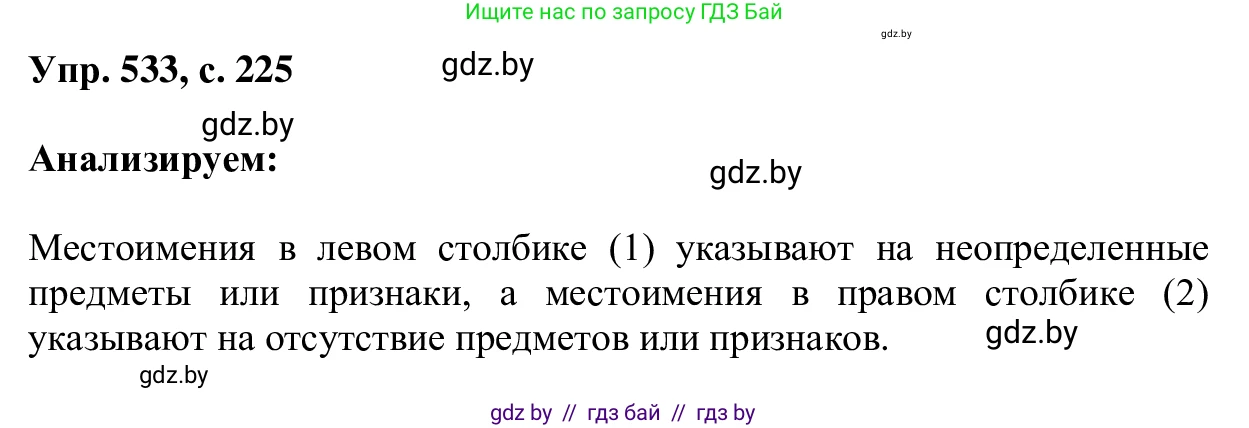 Русский язык, 6 класс Учебник, авторы: Мурина Лариса Александровна, Игнатович Татьяна Владимировна, Жадейко Жанна Фёдоровна, издательство Национальный институт образования, Минск, 2020, страница 225, номер 533, Решение 1
