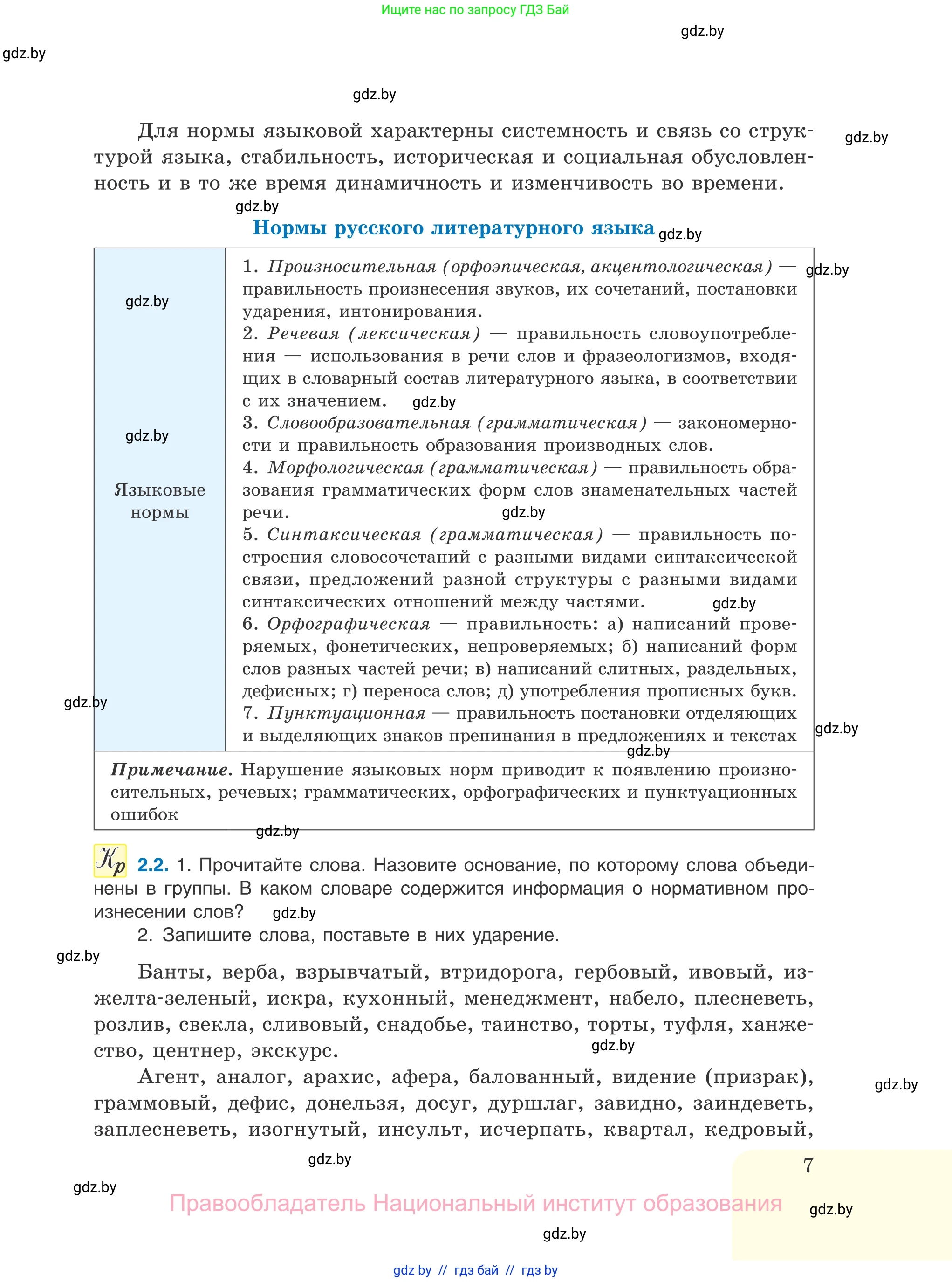 Русский язык, 11 класс Учебник, авторы: Долбик Елена Евгеньевна, Литвинко Франя Михайловна, Мурина Лариса Александровна, Шиманович Т В, Таяновская И В, Орловская О Я, издательство Национальный институт образования, Минск, 2021, страница 7