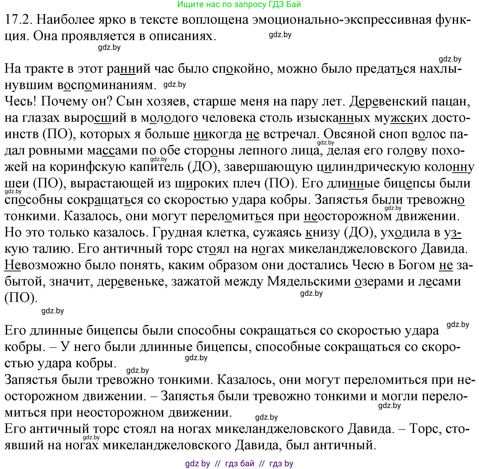Русский язык, 11 класс Учебник, авторы: Долбик Елена Евгеньевна, Литвинко Франя Михайловна, Мурина Лариса Александровна, Шиманович Т В, Таяновская И В, Орловская О Я, издательство Национальный институт образования, Минск, 2021, страница 103, номер 17.2, Решение