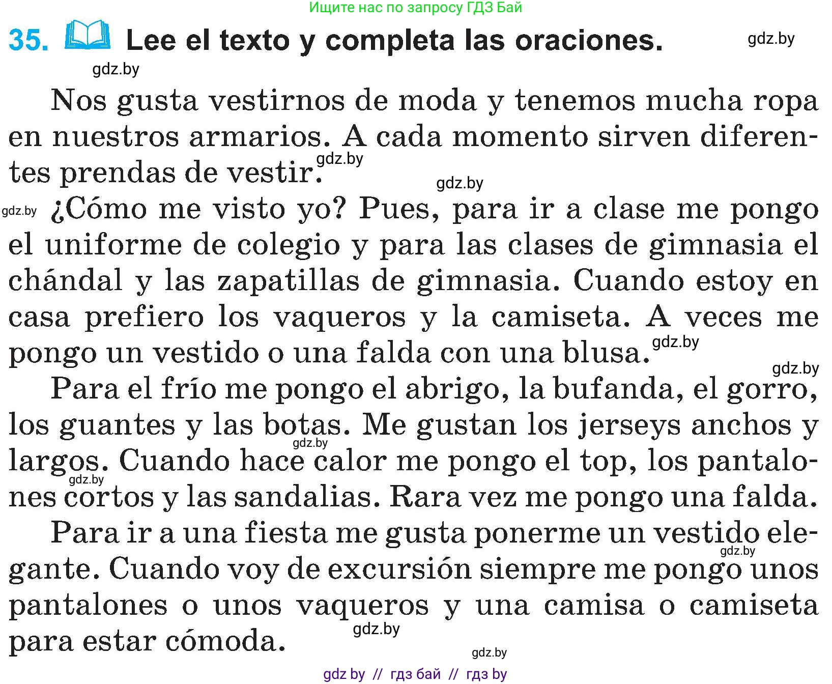 Испанский язык, 4 класс Учебник, авторы: Гриневич Елена Карловна, Бахар Лариса Николаевна, издательство Вышэйшая школа, Минск, 2019, красного цвета, Часть 2, страница 78, номер 35, Условие