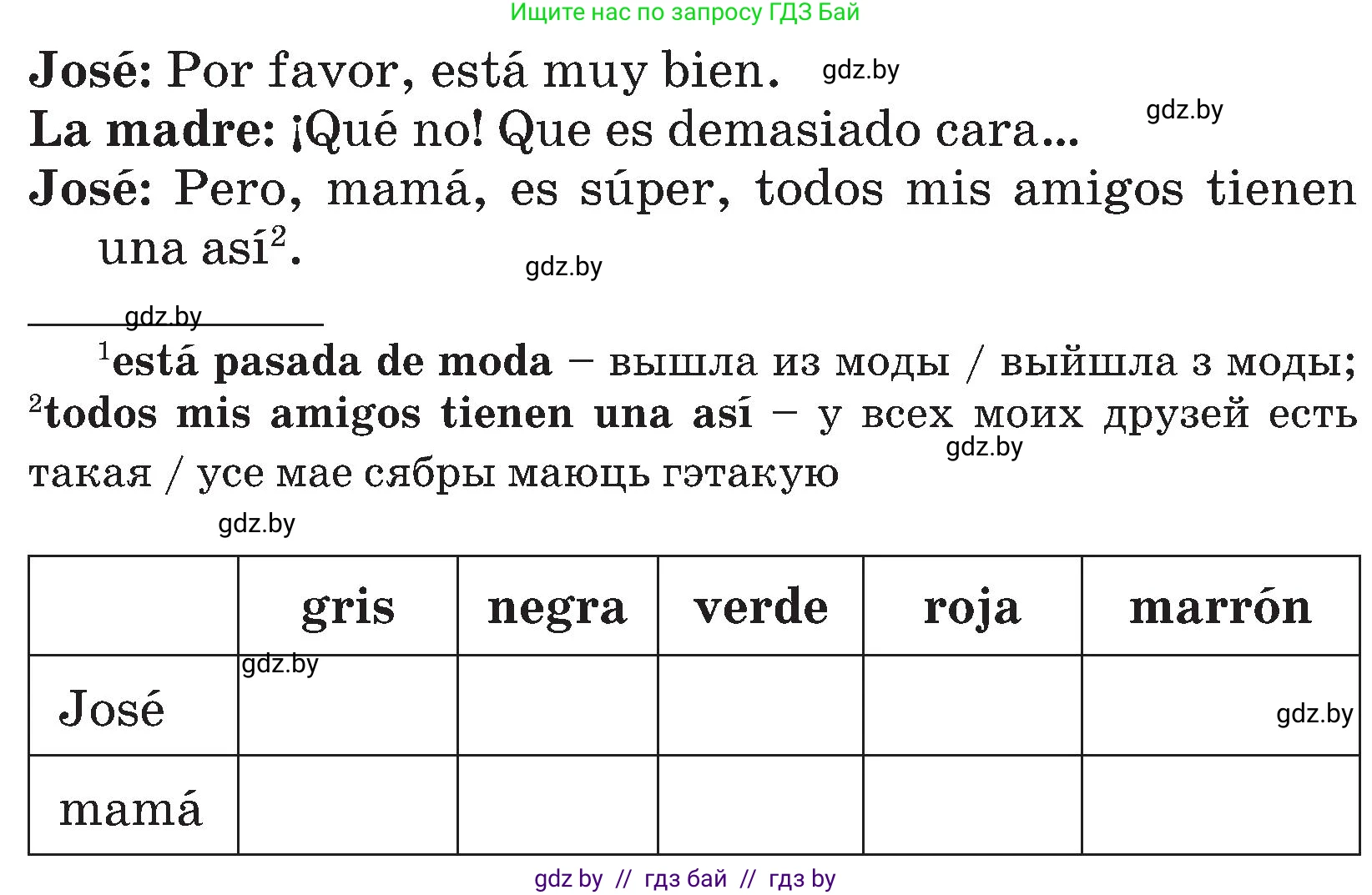 Испанский язык, 4 класс Учебник, авторы: Гриневич Елена Карловна, Бахар Лариса Николаевна, издательство Вышэйшая школа, Минск, 2019, красного цвета, Часть 2, страница 90, номер 6, Условие (продолжение 2)