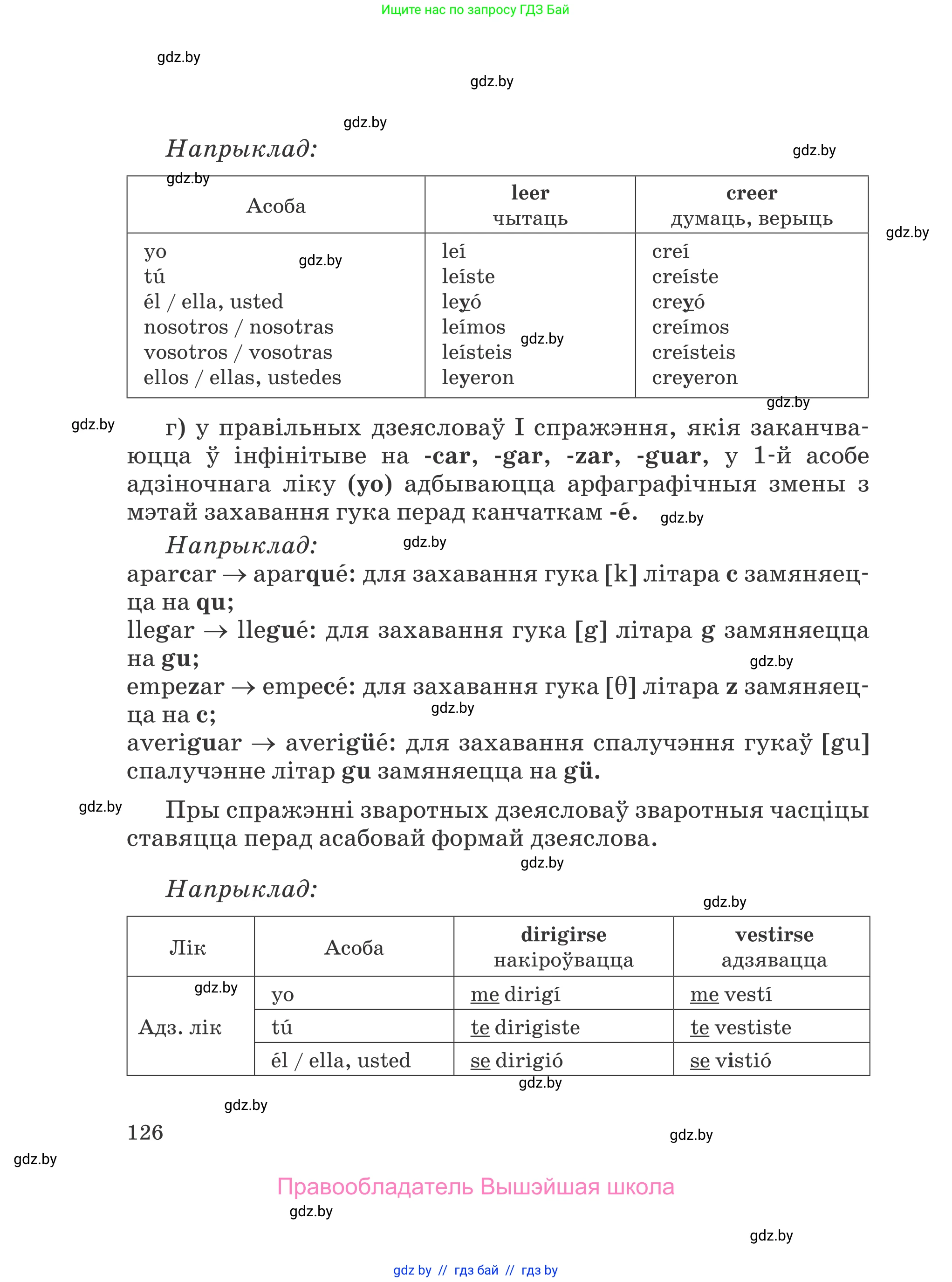 Испанский язык, 5 класс Учебник, авторы: Цыбулева Татьяна Эдуардовна, Пушкина Ольга Александровна, издательство Вышэйшая школа, Минск, 2017, оранжевого цвета, страница 126