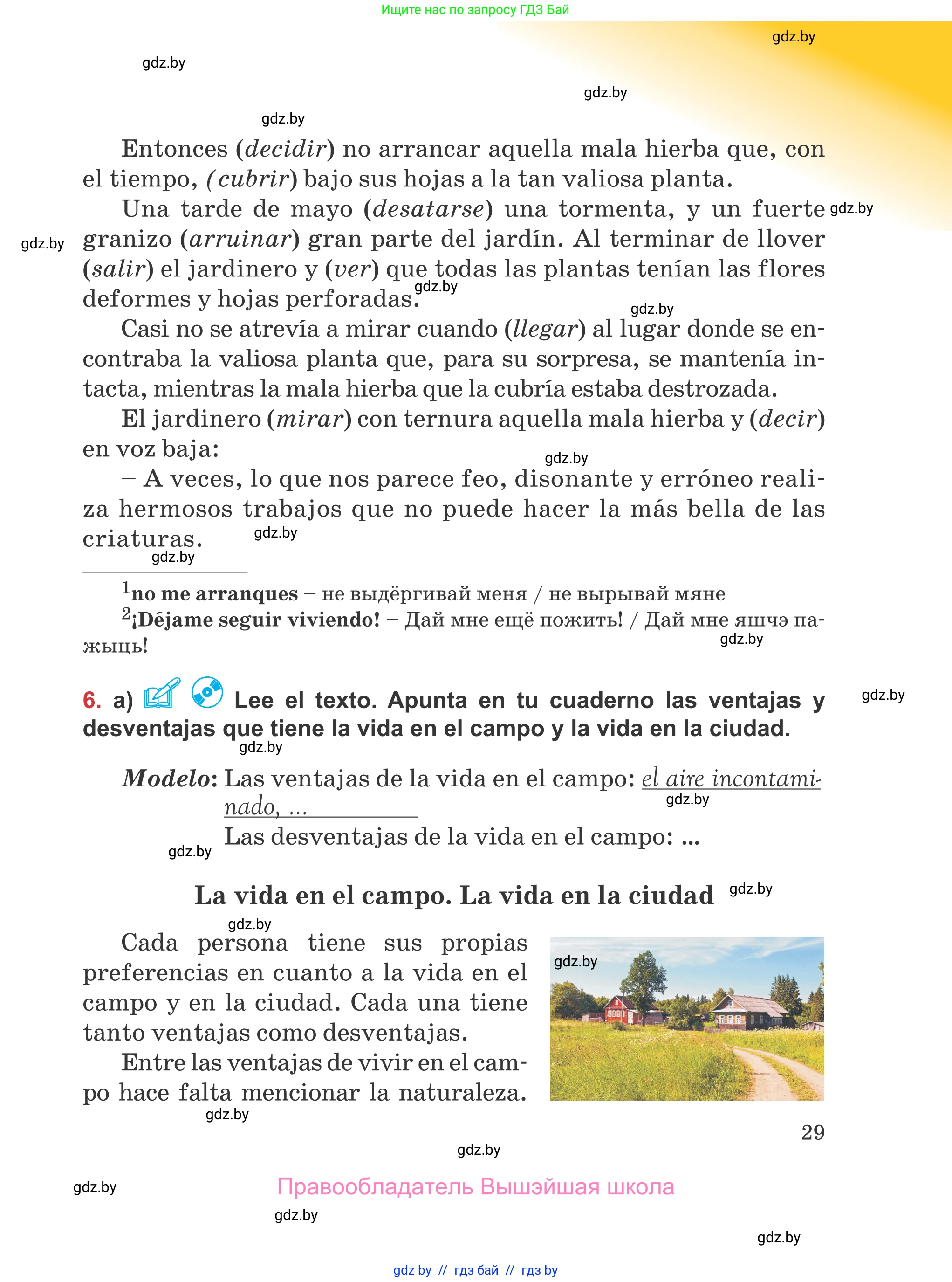 Испанский язык, 5 класс Учебник, авторы: Цыбулева Татьяна Эдуардовна, Пушкина Ольга Александровна, издательство Вышэйшая школа, Минск, 2017, оранжевого цвета, страница 29