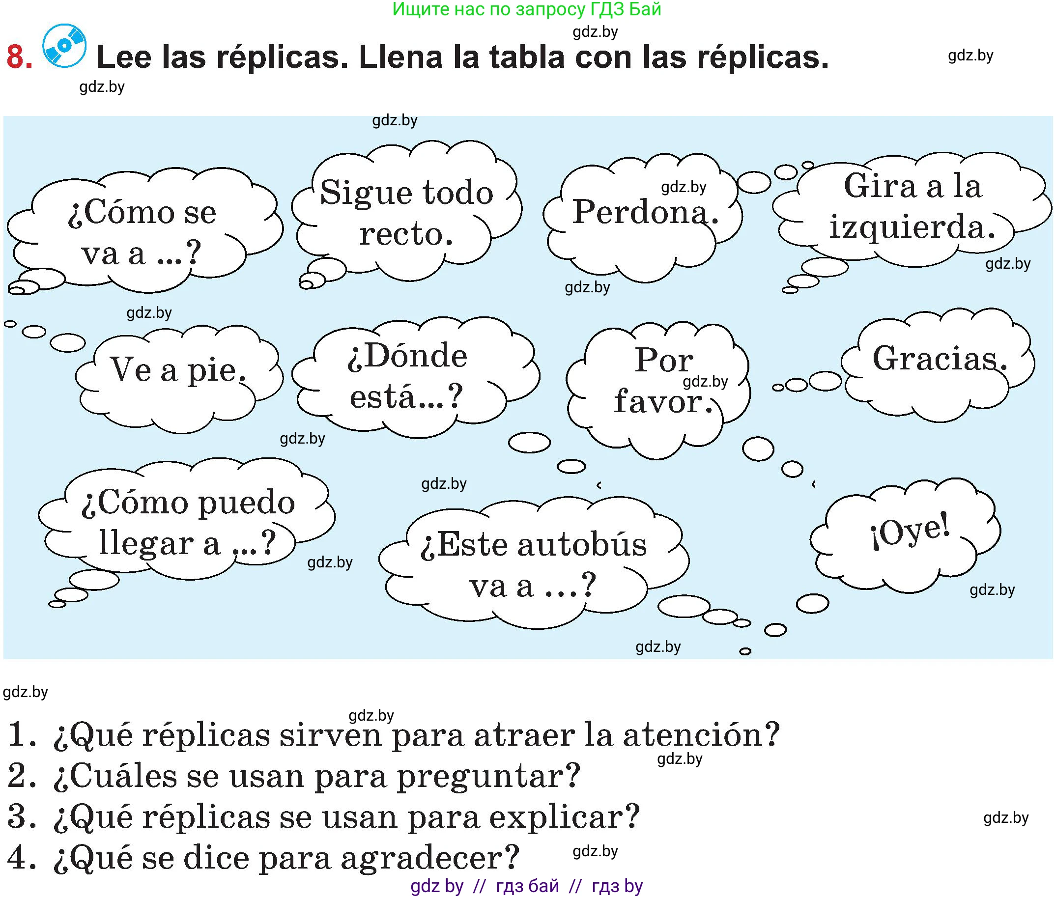 Испанский язык, 5 класс Учебник, авторы: Цыбулева Татьяна Эдуардовна, Пушкина Ольга Александровна, издательство Вышэйшая школа, Минск, 2017, оранжевого цвета, страница 21, номер 8, Условие