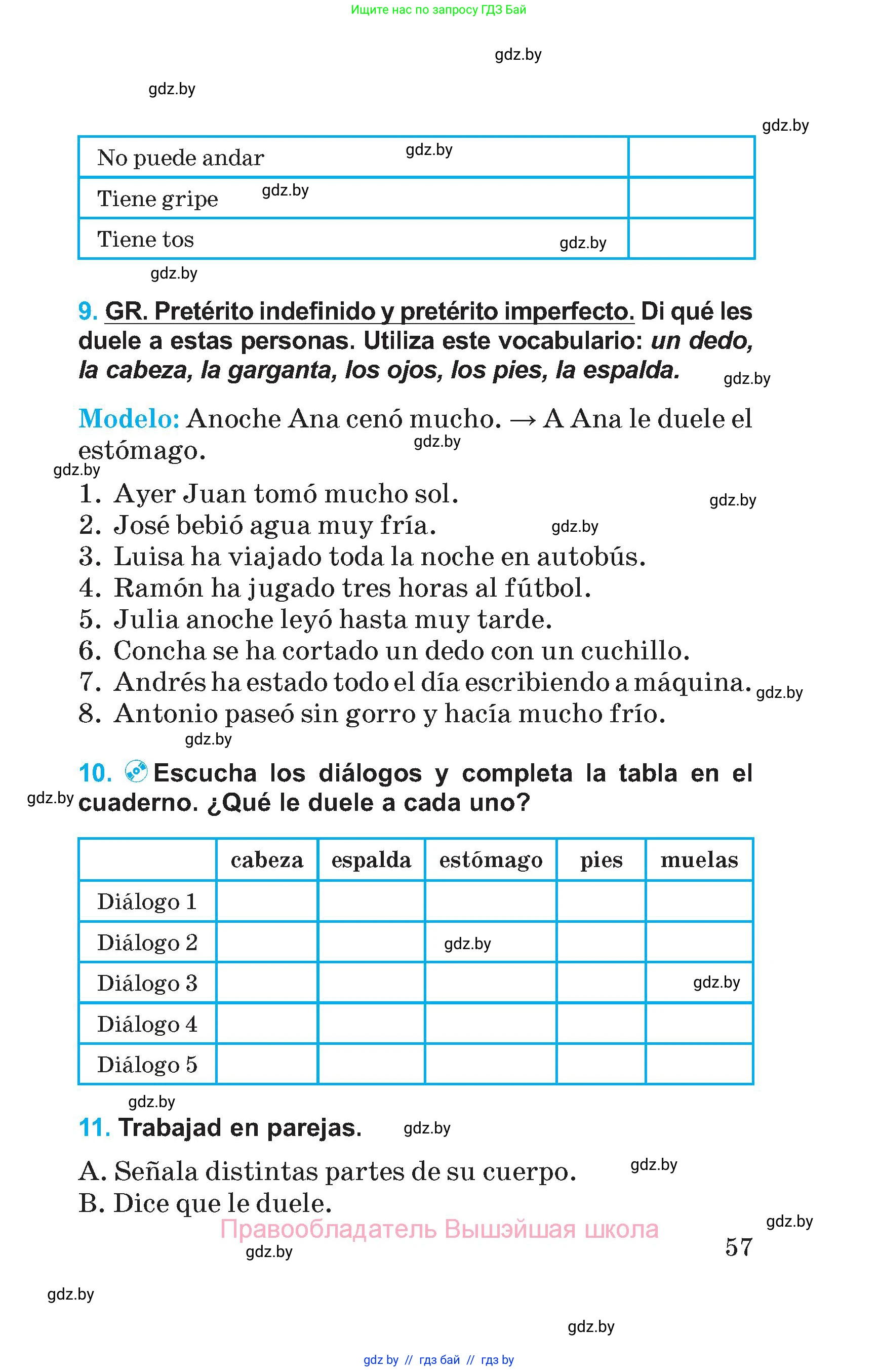 Испанский язык, 5 класс Учебник, автор: Гриневич Елена Карловна, издательство Вышэйшая школа, Минск, 2015, оранжевого цвета, Часть 2, страница 57