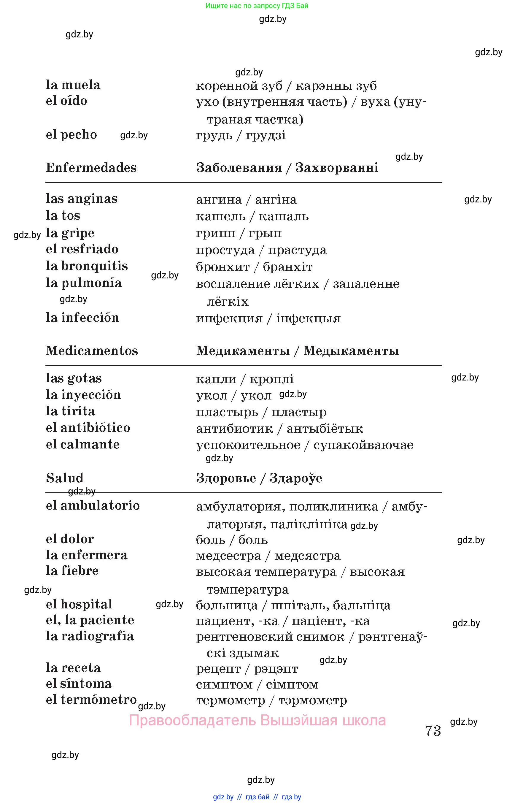 Испанский язык, 5 класс Учебник, автор: Гриневич Елена Карловна, издательство Вышэйшая школа, Минск, 2015, оранжевого цвета, страница 73