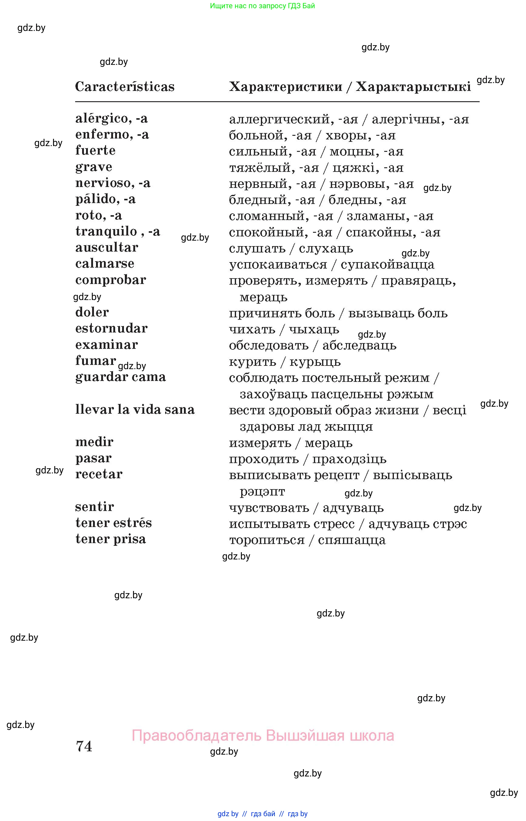 Испанский язык, 5 класс Учебник, автор: Гриневич Елена Карловна, издательство Вышэйшая школа, Минск, 2015, оранжевого цвета, Часть 1, страница 74