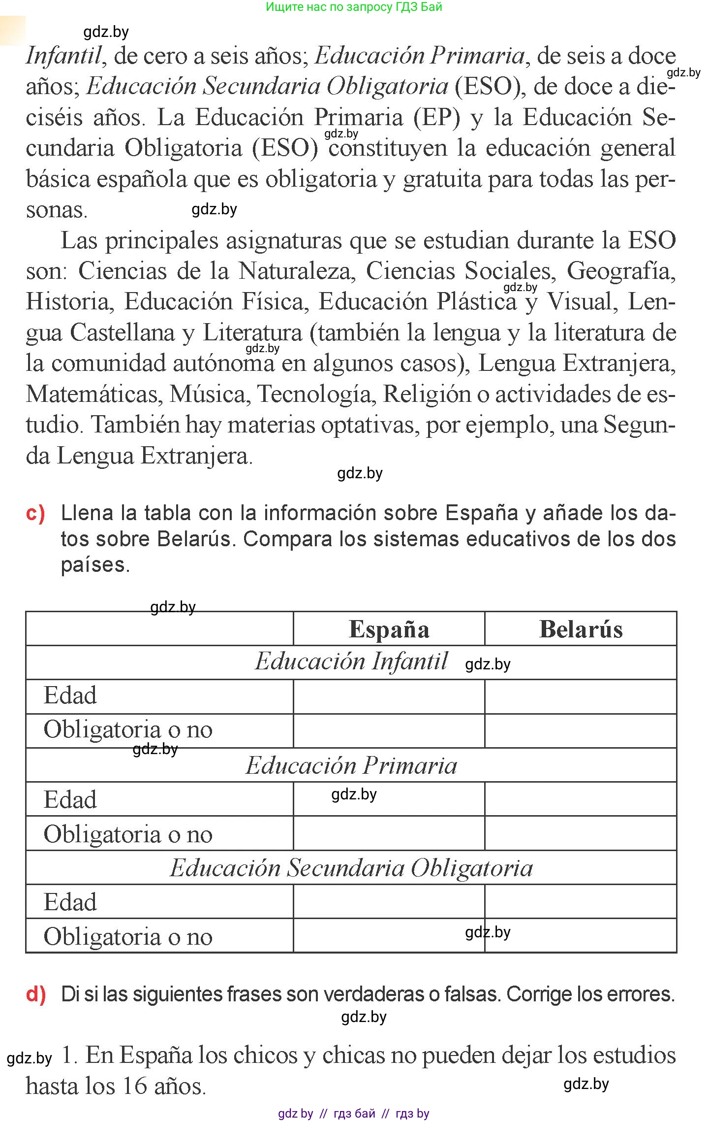 Испанский язык, 6 класс Учебник, авторы: Цыбулева Татьяна Эдуардовна, Пушкина Ольга Александровна, издательство Издательский центр БГУ, Минск, 2018, Часть 1, страница 9, номер 12, Условие (продолжение 2)