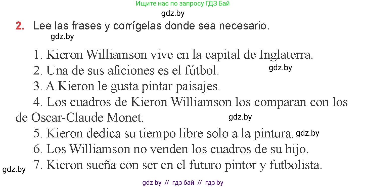 Испанский язык, 6 класс Учебник, авторы: Цыбулева Татьяна Эдуардовна, Пушкина Ольга Александровна, издательство Издательский центр БГУ, Минск, 2018, Часть 1, страница 73, номер 2, Условие