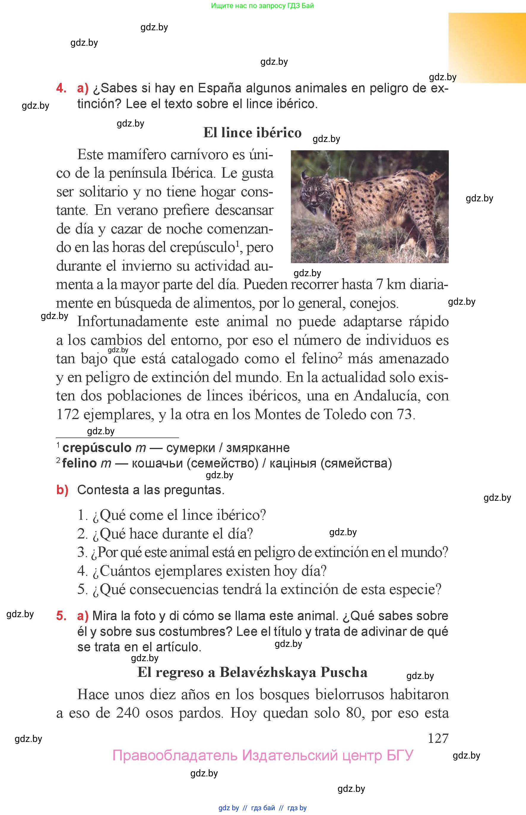 Испанский язык, 6 класс Учебник, авторы: Цыбулева Татьяна Эдуардовна, Пушкина Ольга Александровна, издательство Издательский центр БГУ, Минск, 2018, Часть 2, страница 127