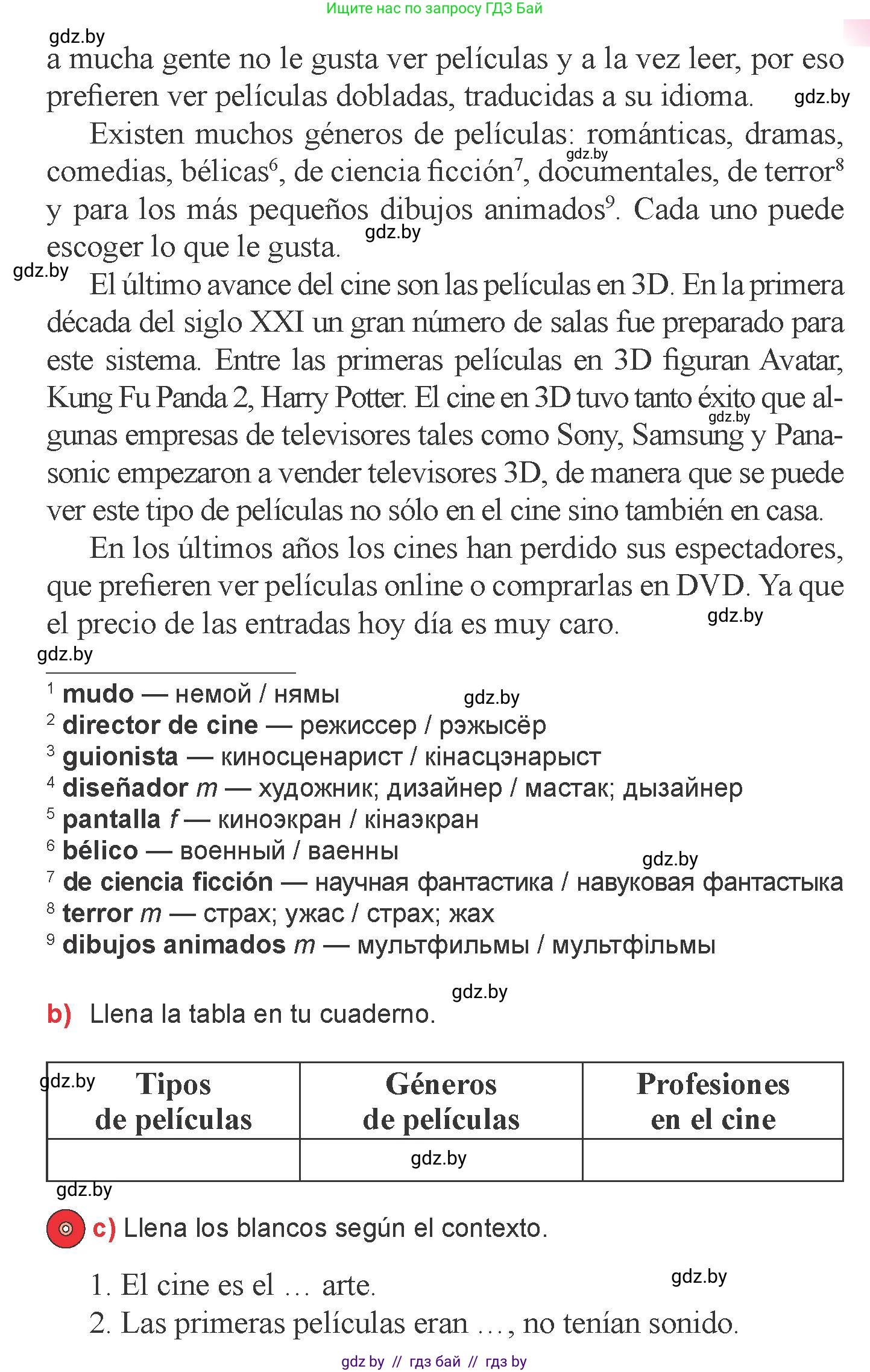 Испанский язык, 6 класс Учебник, авторы: Цыбулева Татьяна Эдуардовна, Пушкина Ольга Александровна, издательство Издательский центр БГУ, Минск, 2018, Часть 1, страница 82, номер 2, Условие (продолжение 2)