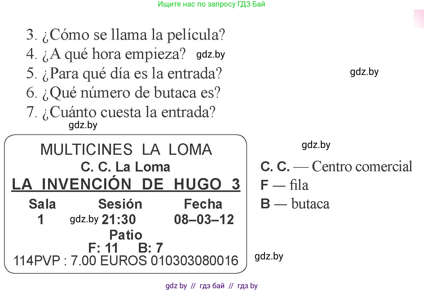 Испанский язык, 6 класс Учебник, авторы: Цыбулева Татьяна Эдуардовна, Пушкина Ольга Александровна, издательство Издательский центр БГУ, Минск, 2018, Часть 1, страница 88, номер 7, Условие (продолжение 2)