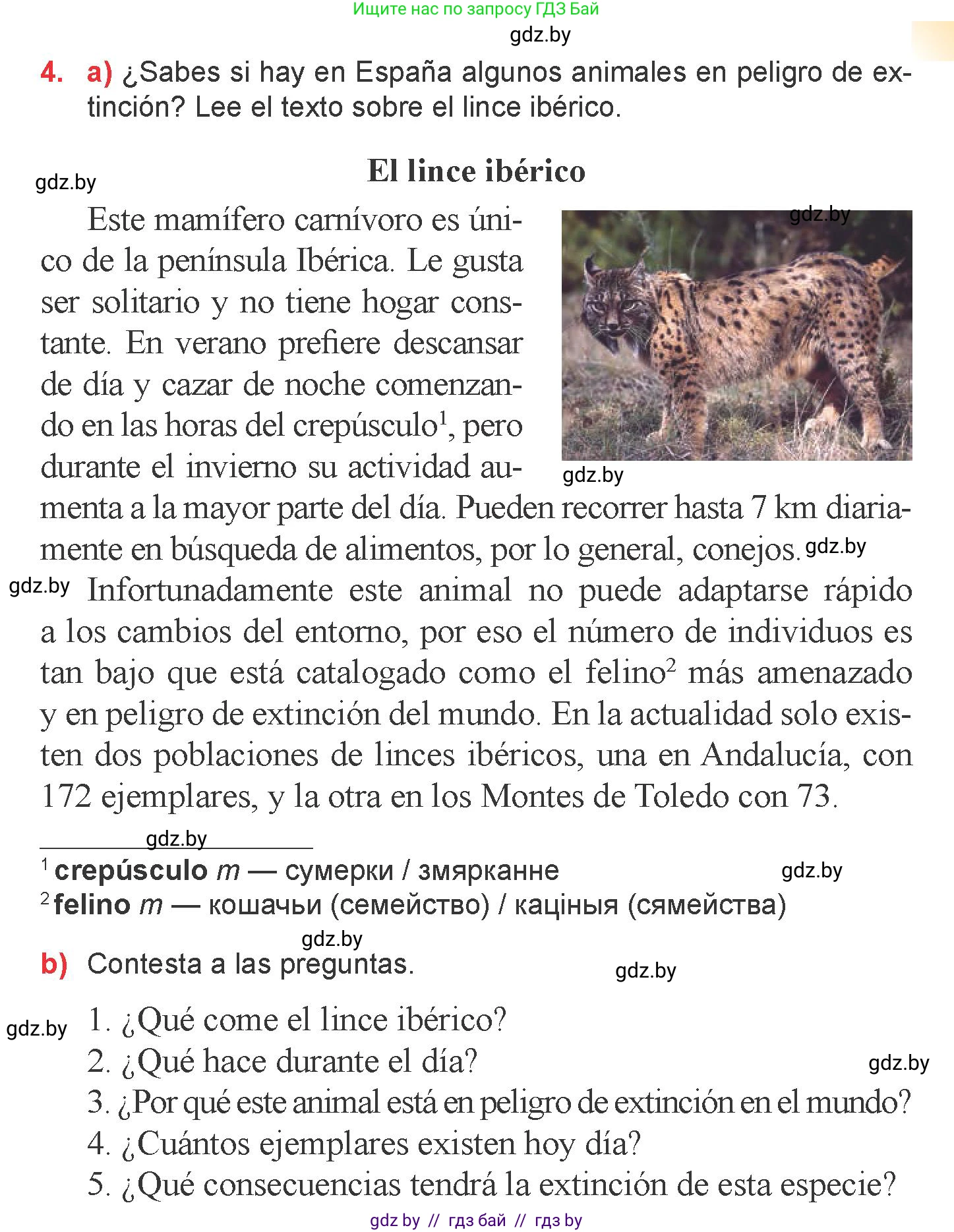Испанский язык, 6 класс Учебник, авторы: Цыбулева Татьяна Эдуардовна, Пушкина Ольга Александровна, издательство Издательский центр БГУ, Минск, 2018, Часть 2, страница 127, номер 4, Условие