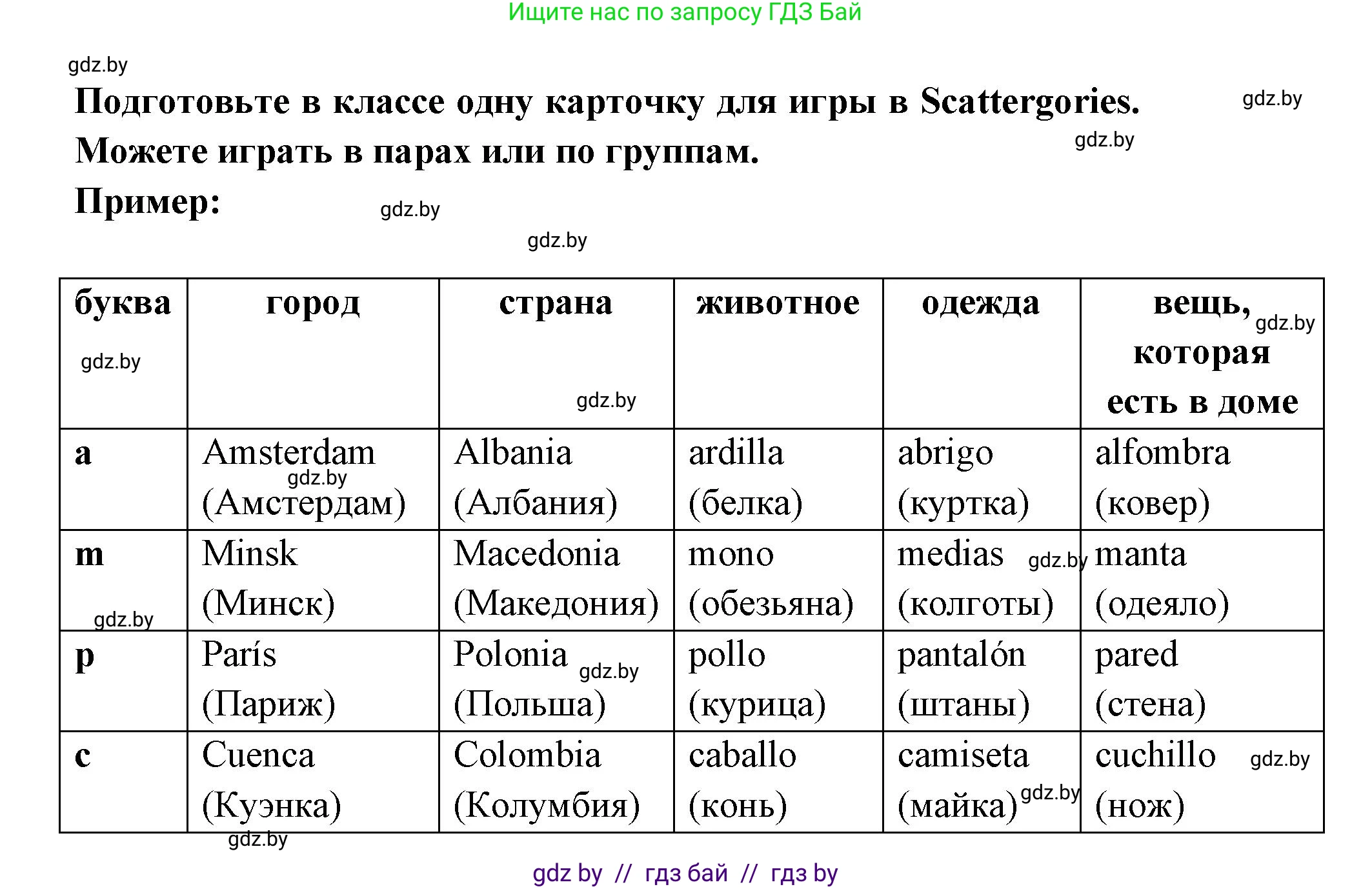 Испанский язык, 6 класс Учебник, авторы: Цыбулева Татьяна Эдуардовна, Пушкина Ольга Александровна, издательство Издательский центр БГУ, Минск, 2018, Часть 1, страница 66, номер 7, Решение (продолжение 2)