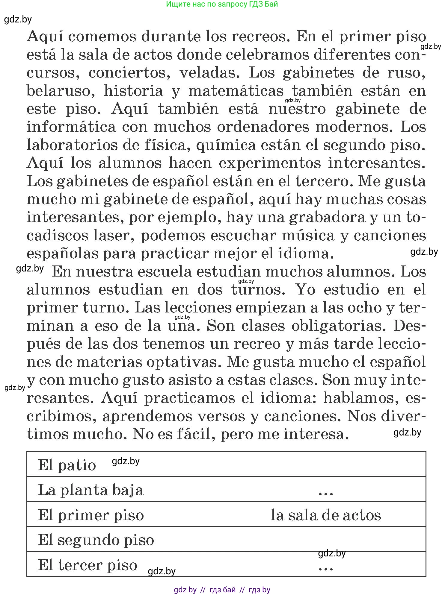 Испанский язык, 6 класс Учебник, автор: Гриневич Елена Карловна, издательство Вышэйшая школа, Минск, 2016, зелёного цвета, страница 43, номер 10, Условие (продолжение 2)
