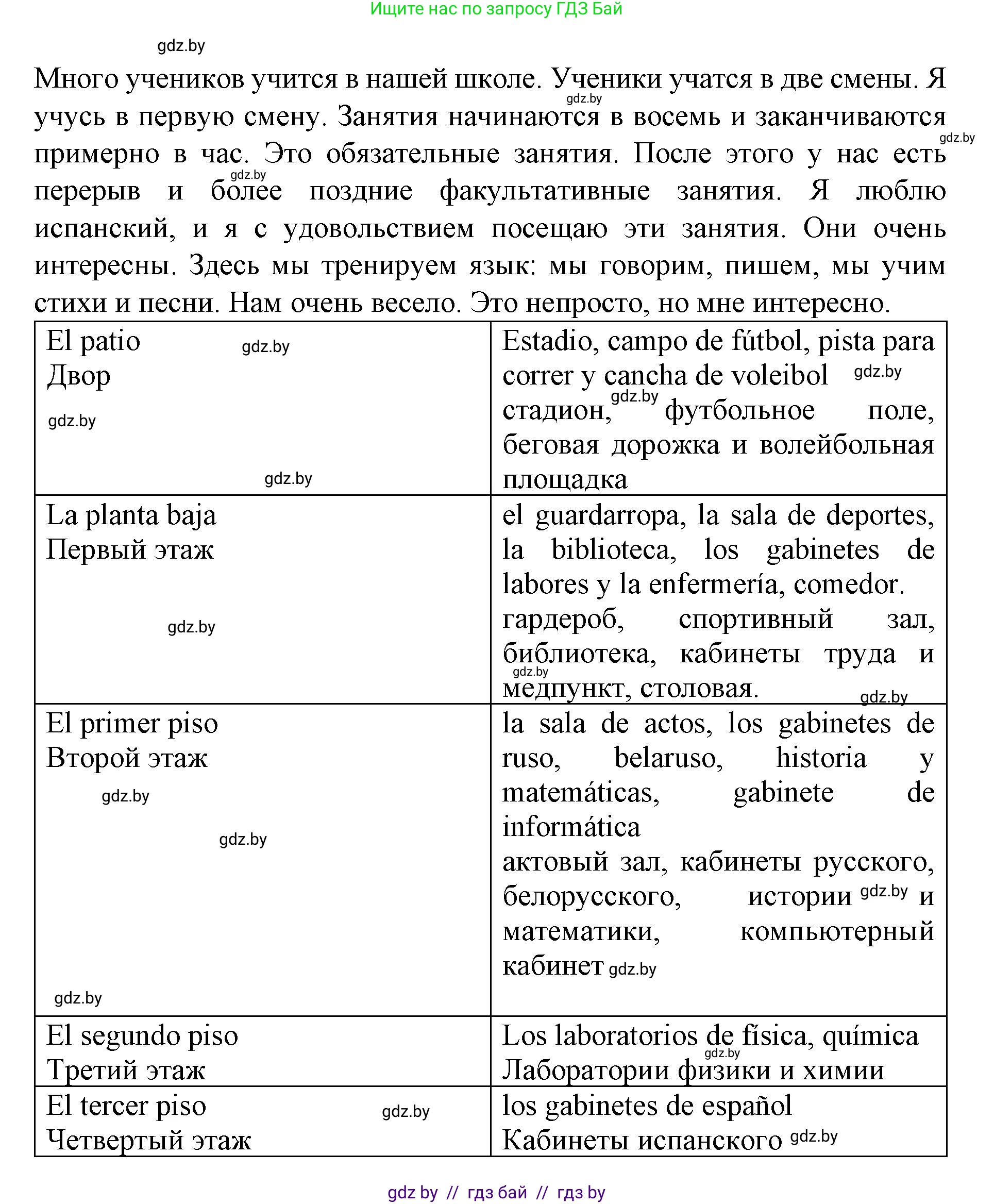 Испанский язык, 6 класс Учебник, автор: Гриневич Елена Карловна, издательство Вышэйшая школа, Минск, 2016, зелёного цвета, страница 43, номер 10, Решение (продолжение 2)