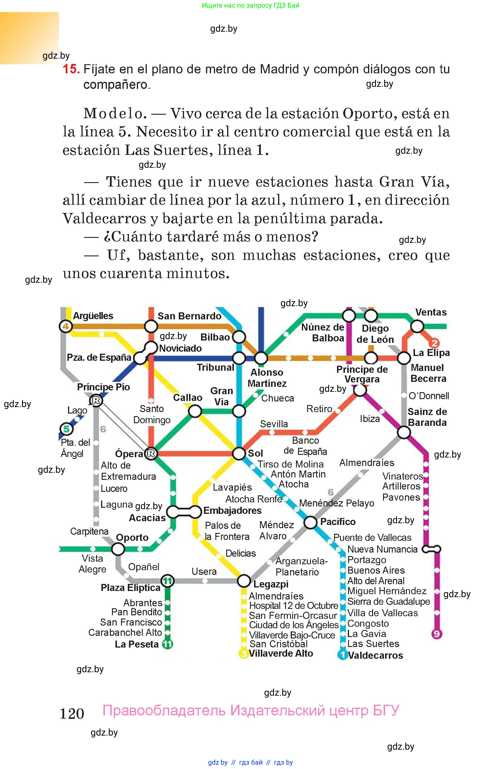 Испанский язык, 7 класс Учебник, авторы: Цыбулева Татьяна Эдуардовна, Пушкина Ольга Александровна, Карпиевич Галина Константиновна, издательство Издательский центр БГУ, Минск, 2019, бирюзового цвета, Часть 2, страница 120